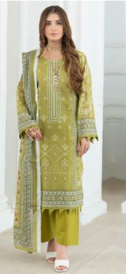 AYRA Chamki Lawn 3PC Suit Vol 2K25 – Eid 2025 festive wear with chamki shirt, dupatta, and airjet trouser – Shahbaz Fabrics.