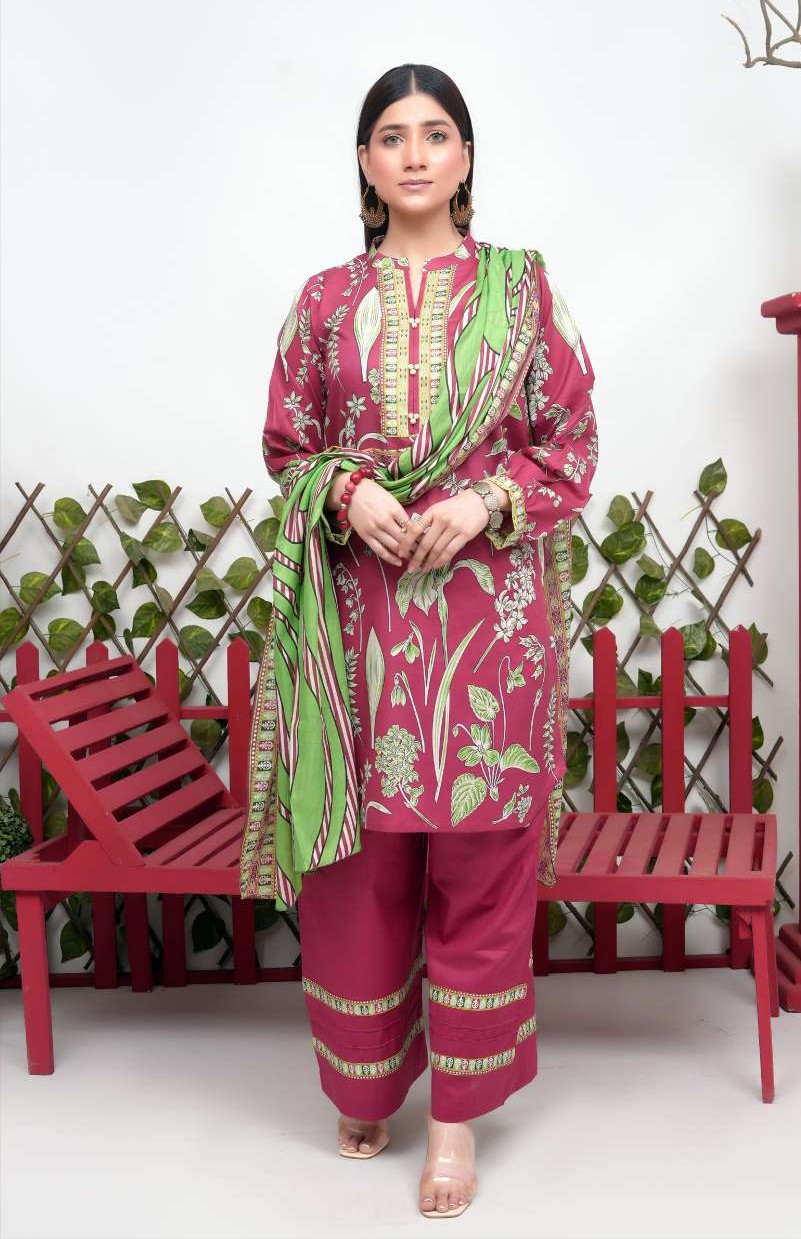 Bronze by Shama 3PC Lawn Suit with Voile Dupatta – Eid 2025 Wholesale
