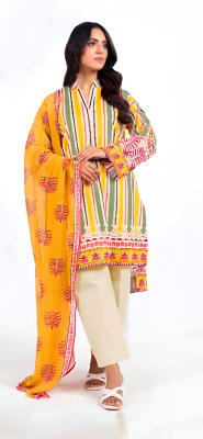 Motifz Bana Dora Lawn 3PC Printed Suit Vol 2K25 – Includes printed shirt, matching dupatta, and dyed Airjet trouser – Eid 2025 collection by Shahbaz Fabrics