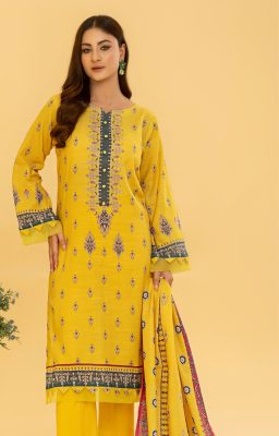 RANGREZA Printed Khaddar 3PC Suit – Airjet winter fabric with shirt, dupatta, and trouser by Allhamdullah, at Shahbaz Fabric Store.