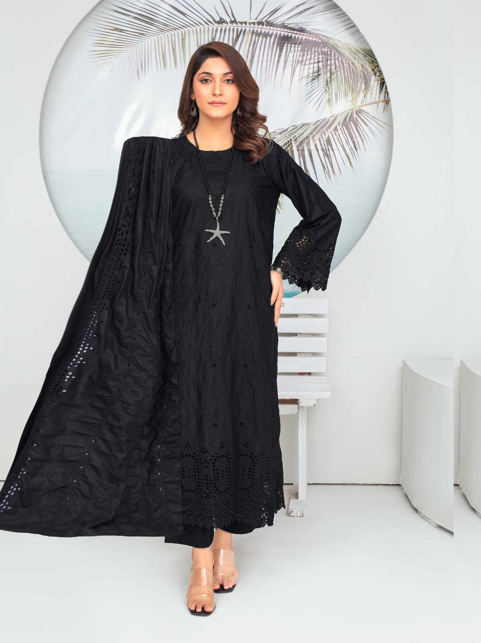 Nikhar by Fiza Noor embroidered Bana Dora Linen 3PC suit with velvet shawl and dyed trouser – wholesale winter collection