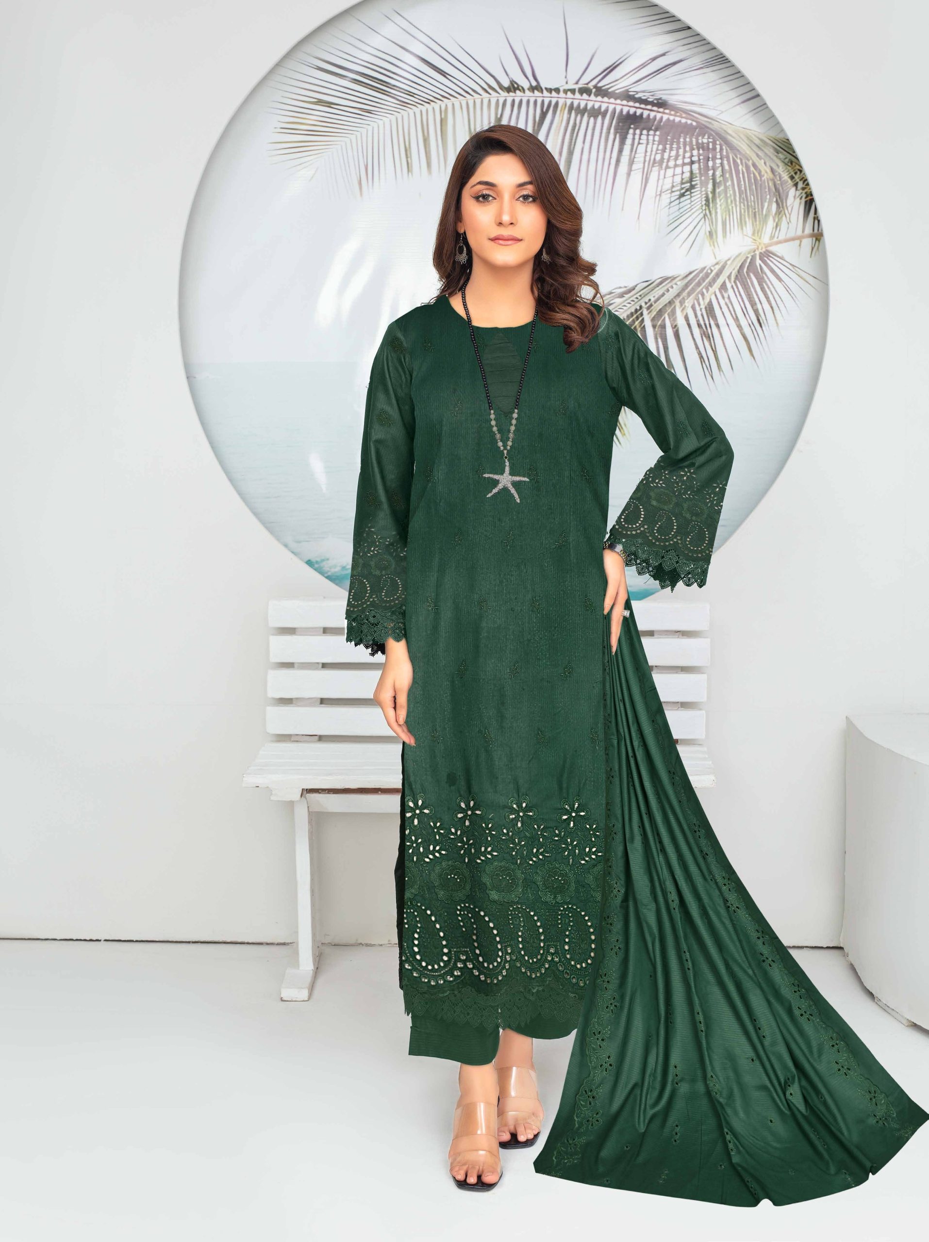 Nikhar by Fiza Noor embroidered Bana Dora Linen 3PC suit with velvet shawl and dyed trouser – wholesale winter collection