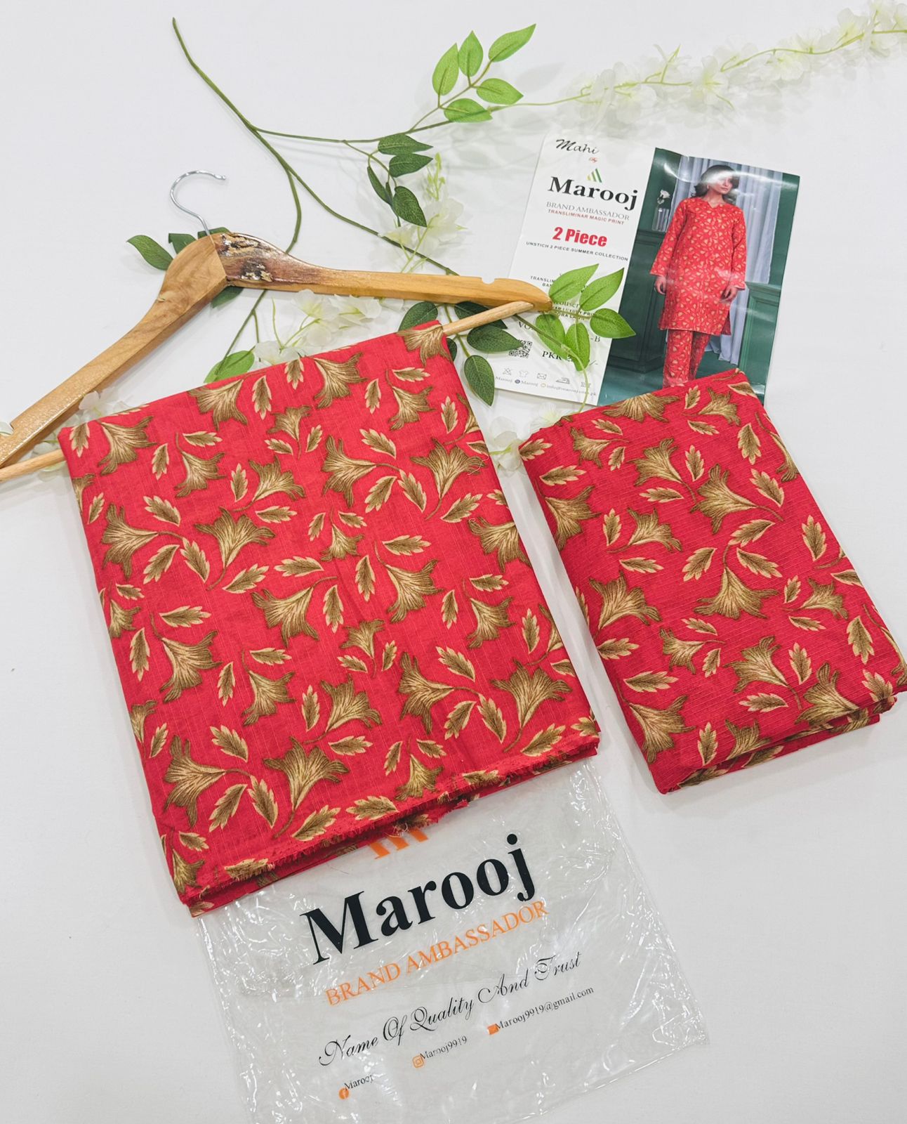 MAROOJ Bana Dora Lawn 2PC Wholesale Suits – Now at Shahbaz Fabric Store 2