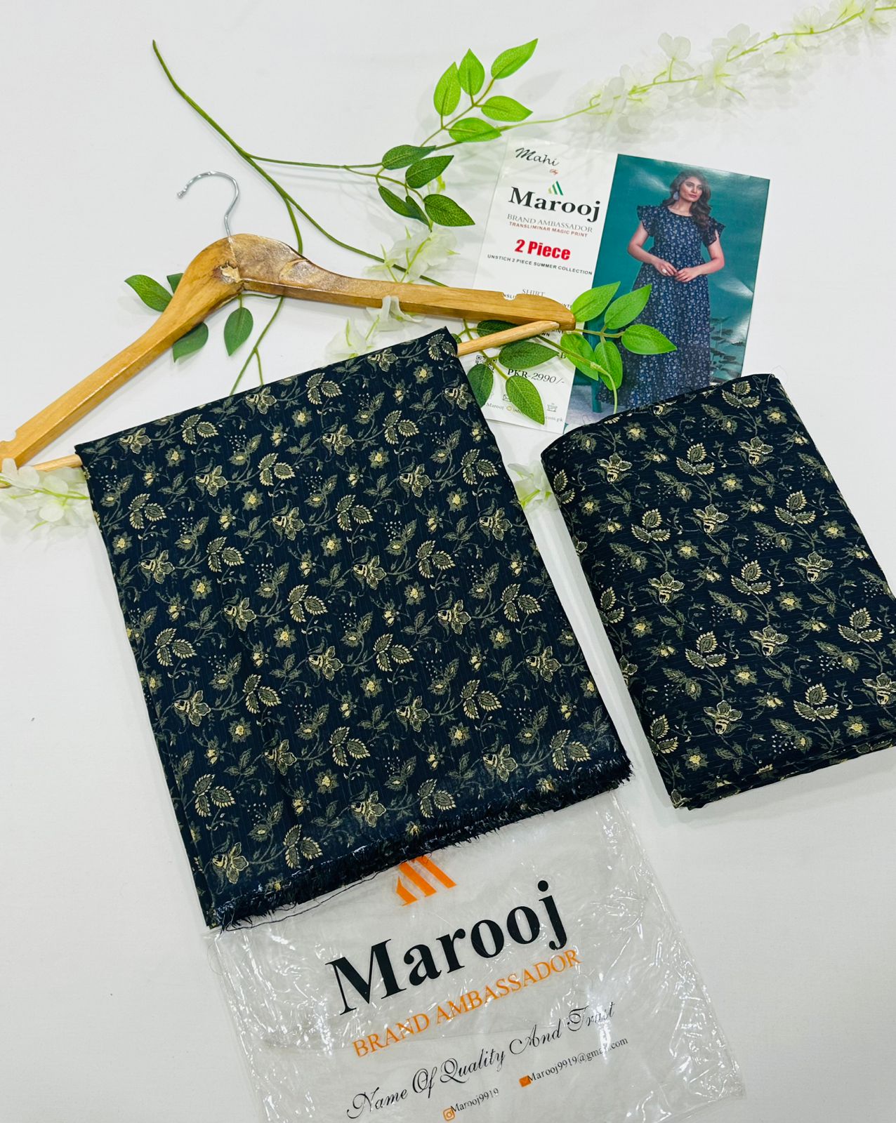 MAROOJ Bana Dora Lawn 2PC Wholesale Suits – Now at Shahbaz Fabric Store 4