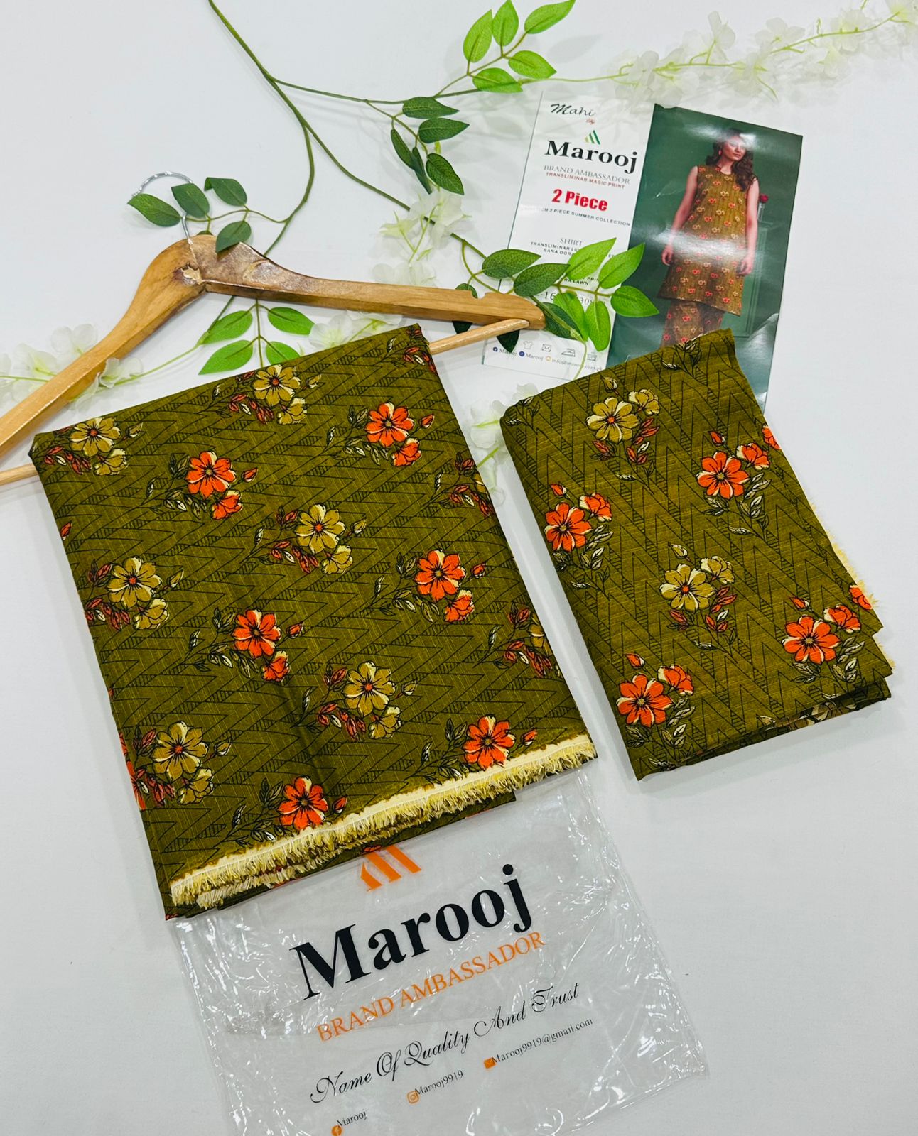 MAROOJ Bana Dora Lawn 2PC Wholesale Suits – Now at Shahbaz Fabric Store 5