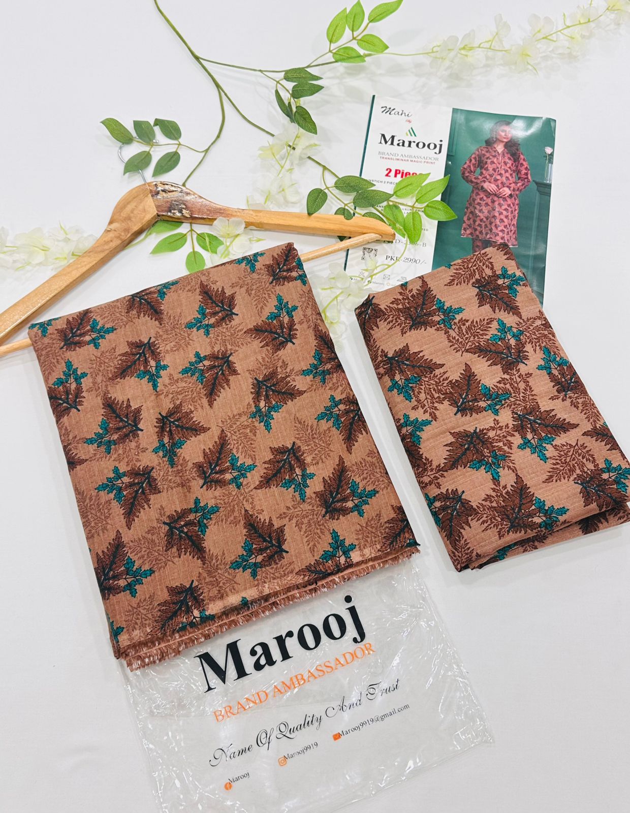 MAROOJ Bana Dora Lawn 2PC Wholesale Suits – Now at Shahbaz Fabric Store 6