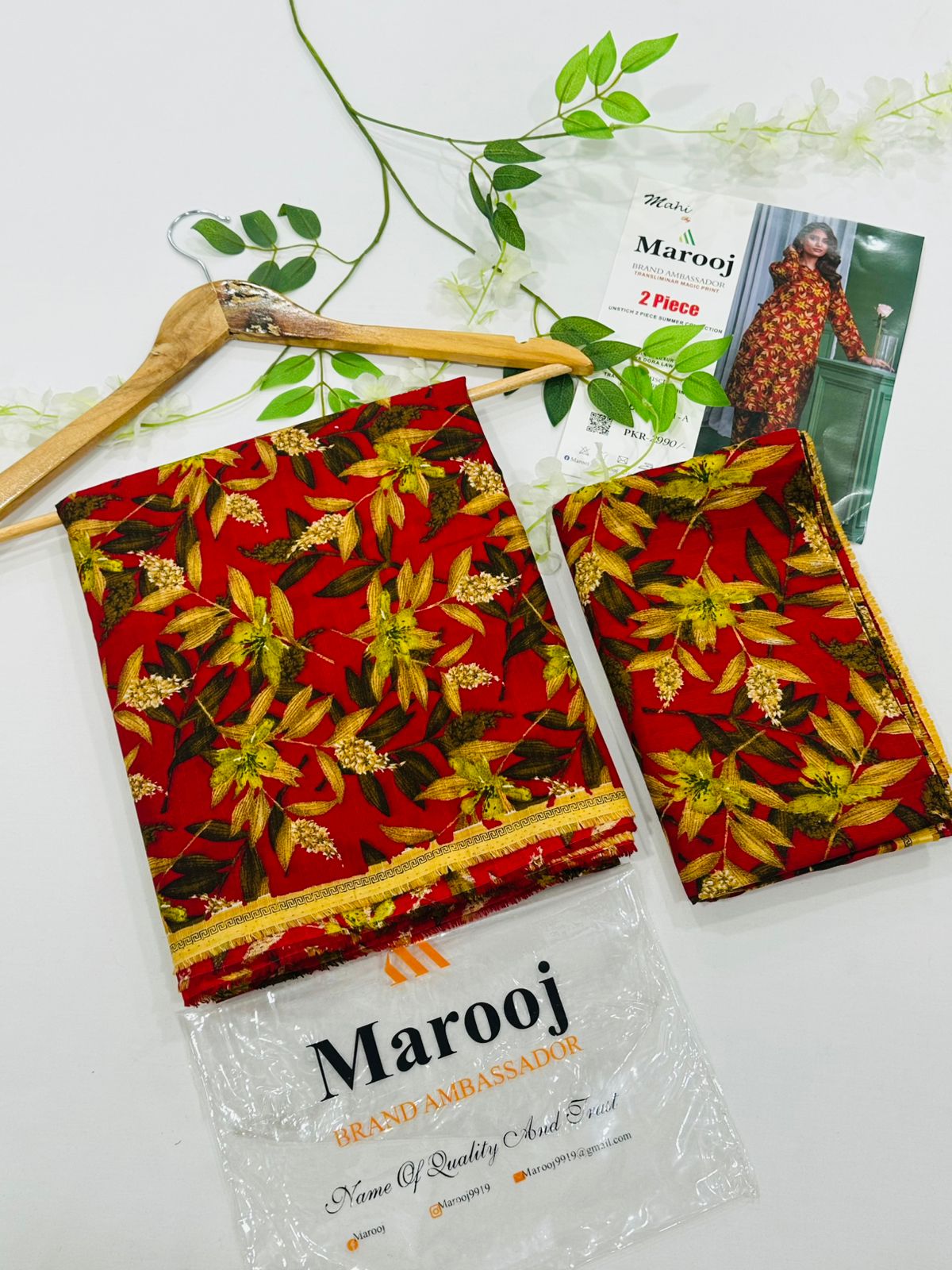 MAROOJ Bana Dora Lawn 2PC Wholesale Suits – Now at Shahbaz Fabric Store 7