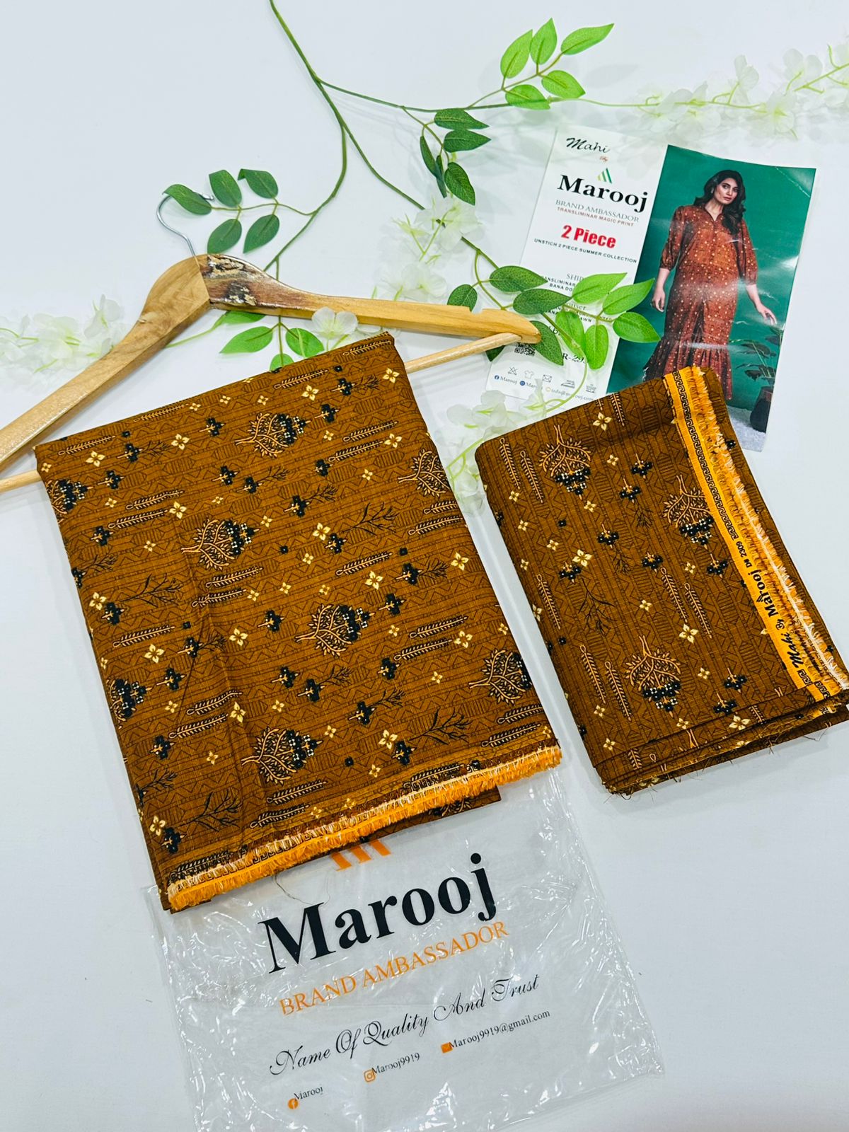 MAROOJ Bana Dora Lawn 2PC Wholesale Suits – Now at Shahbaz Fabric Store 8