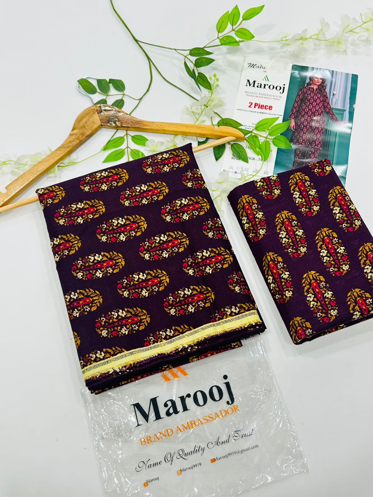 MAROOJ Bana Dora Lawn 2PC Wholesale Suits – Now at Shahbaz Fabric Store 9