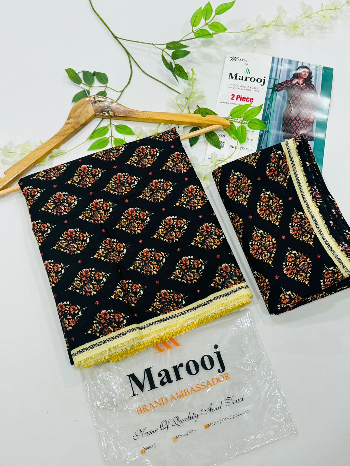 MAROOJ Bana Dora Lawn 2PC Wholesale Suits – Now at Shahbaz Fabric Store 10