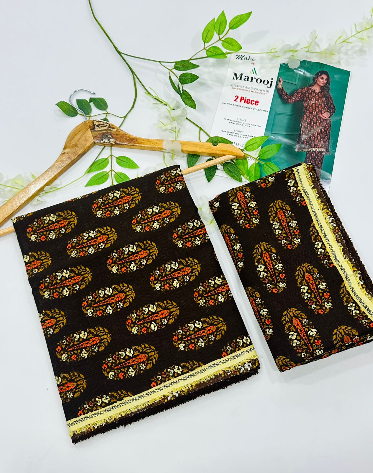 MAROOJ Bana Dora Lawn 2PC Wholesale Suits – Now at Shahbaz Fabric Store 13