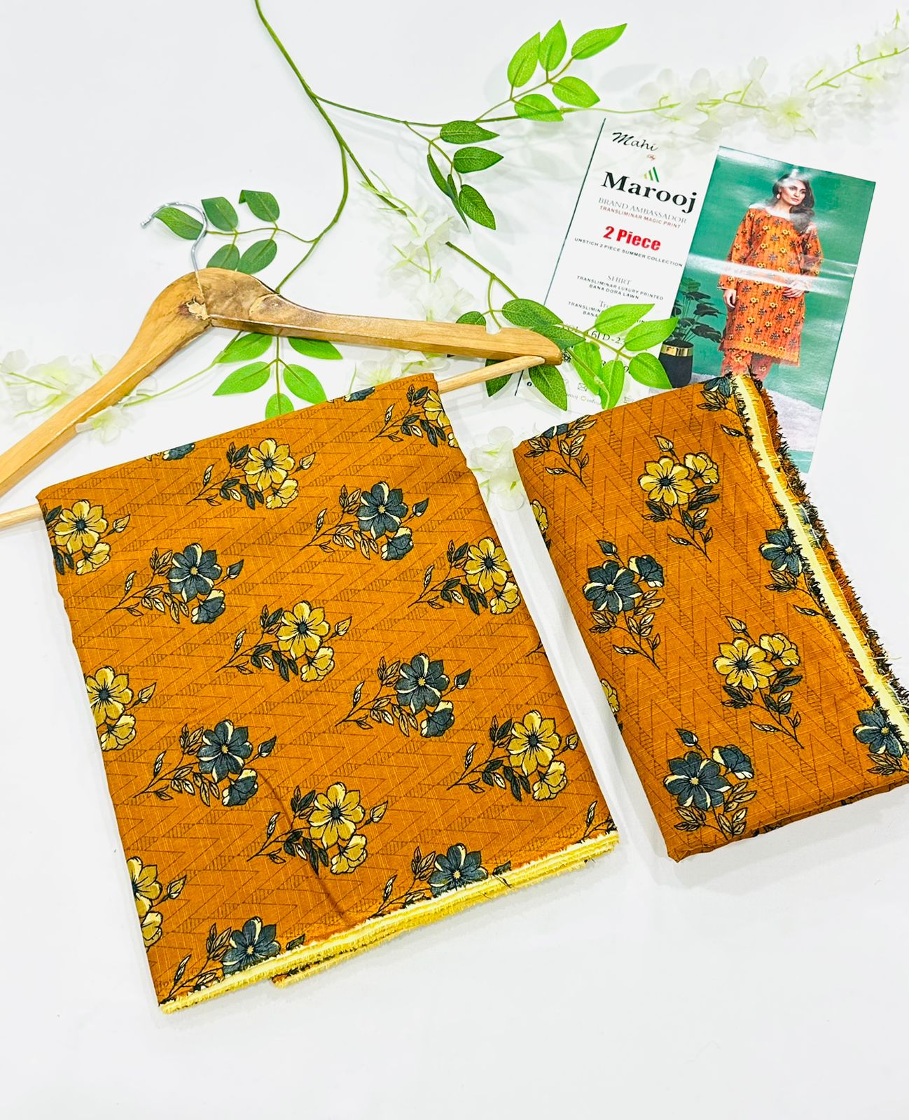 MAROOJ Bana Dora Lawn 2PC Wholesale Suits – Now at Shahbaz Fabric Store 14