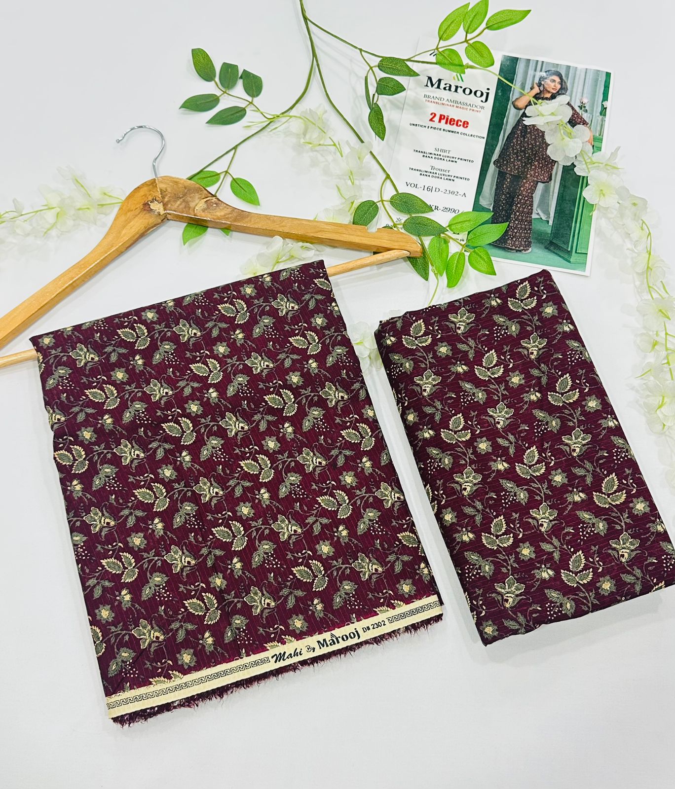 MAROOJ Bana Dora Lawn 2PC Wholesale Suits – Now at Shahbaz Fabric Store 15