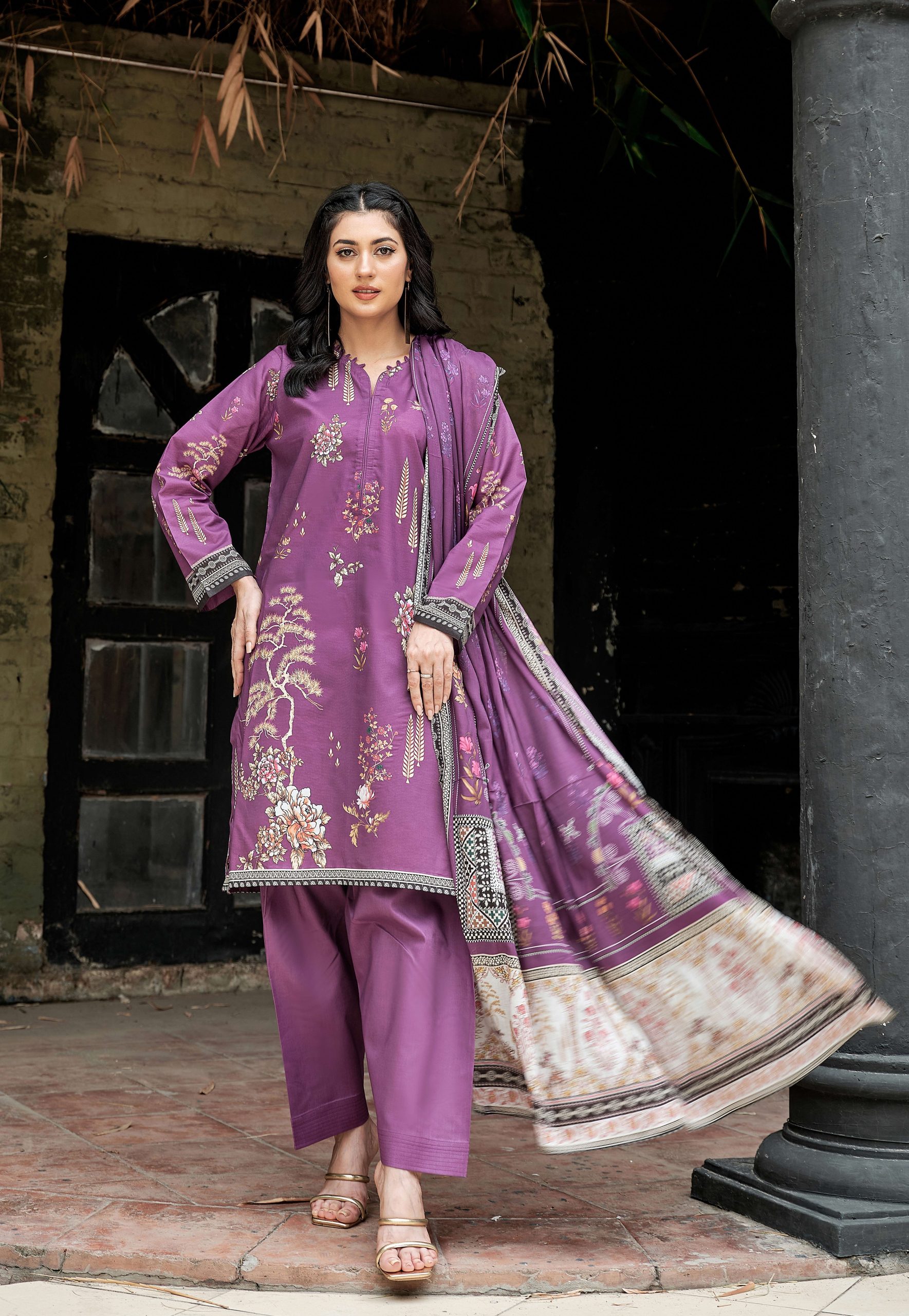 Desire by Motifz Unstitched 3PC Printed Airjet Lawn Suit with Voil Dupatta and Dyed Trouser – Pakistani Summer Collection