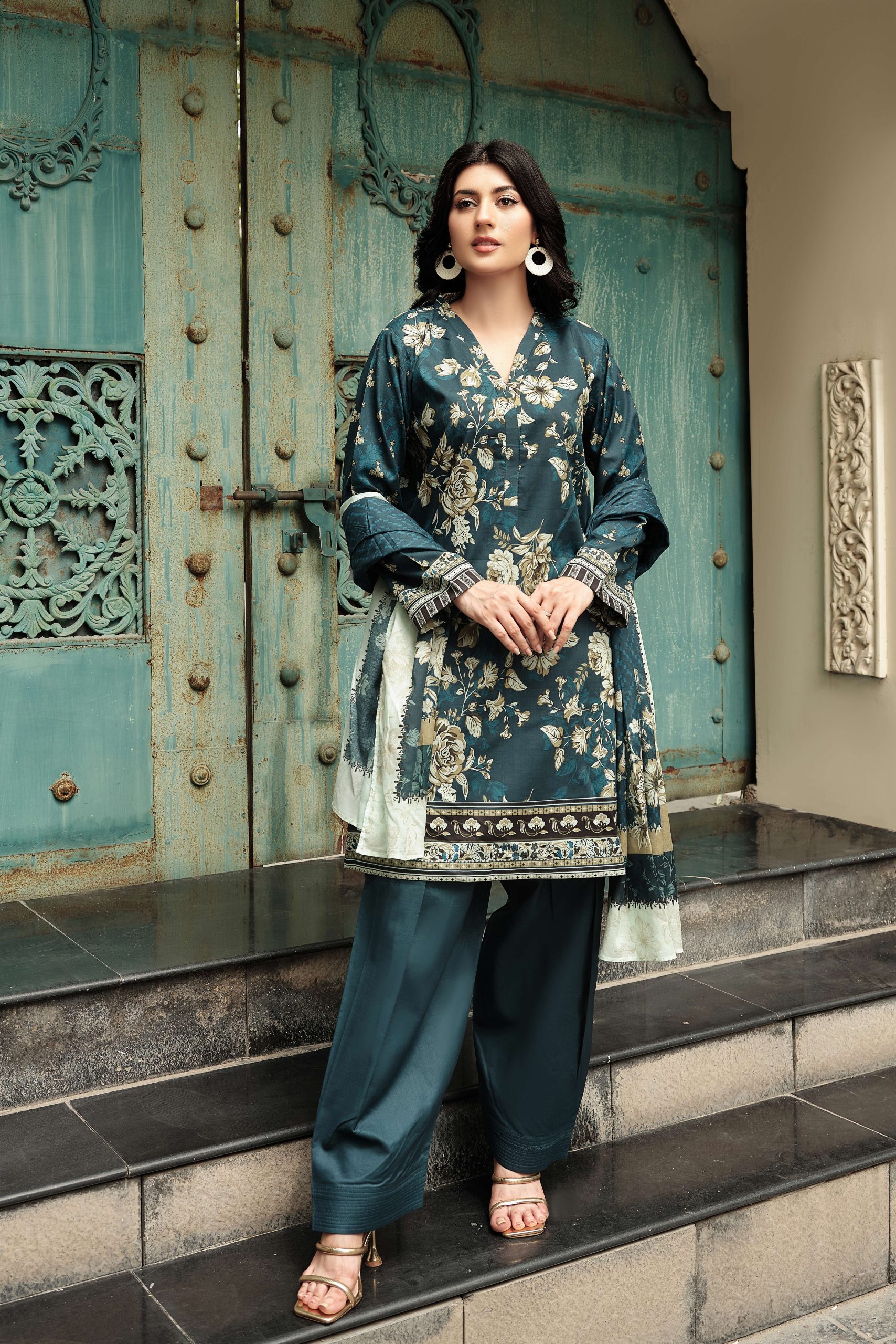 Desire by Motifz Unstitched 3PC Printed Airjet Lawn Suit with Voil Dupatta and Dyed Trouser – Pakistani Summer Collection