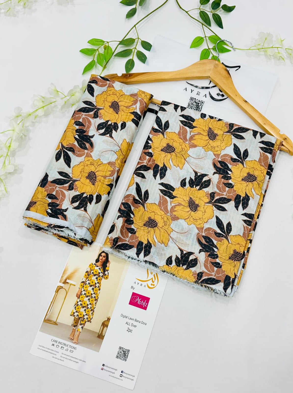 Ayra by Motifz 2PC Bana Dora Lawn Suit with Printed Trouser – Wholesale at Shahbaz Fabric Store