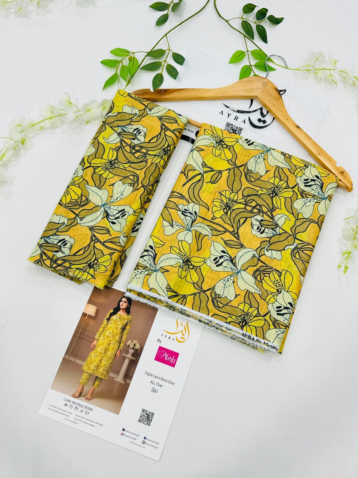 Ayra by Motifz 2PC Bana Dora Lawn Suit with Printed Trouser – Wholesale at Shahbaz Fabric Store