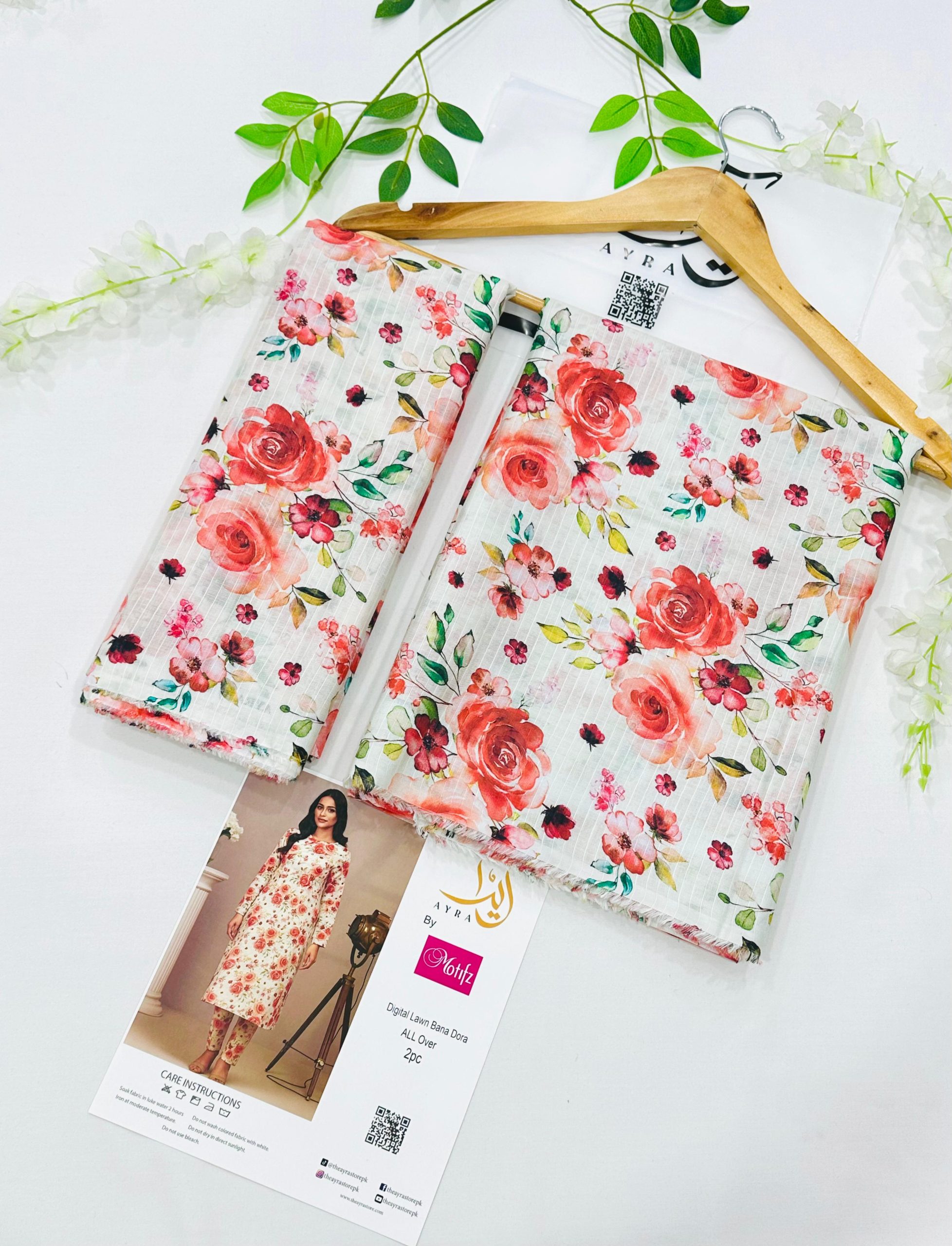 Ayra by Motifz 2PC Bana Dora Lawn Suit with Printed Trouser – Wholesale at Shahbaz Fabric Store