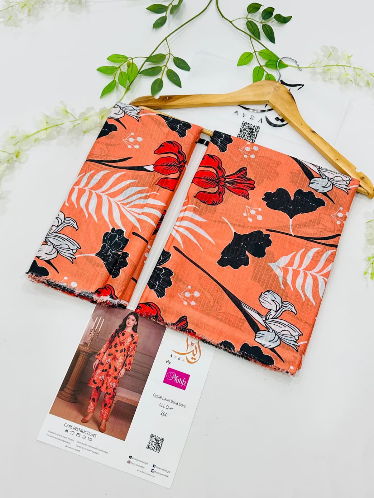 Ayra by Motifz 2PC Bana Dora Lawn Suit with Printed Trouser – Wholesale at Shahbaz Fabric Store