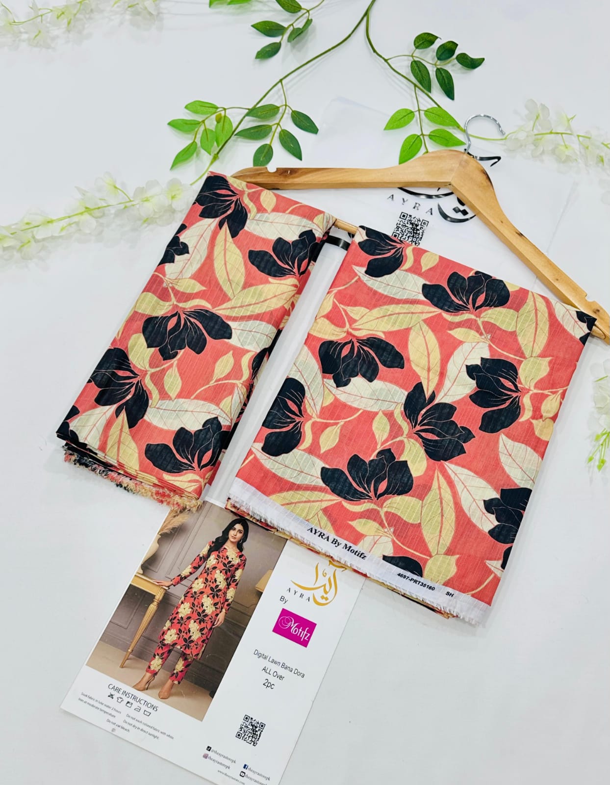 Ayra by Motifz 2PC Bana Dora Lawn Suit with Printed Trouser – Wholesale at Shahbaz Fabric Store