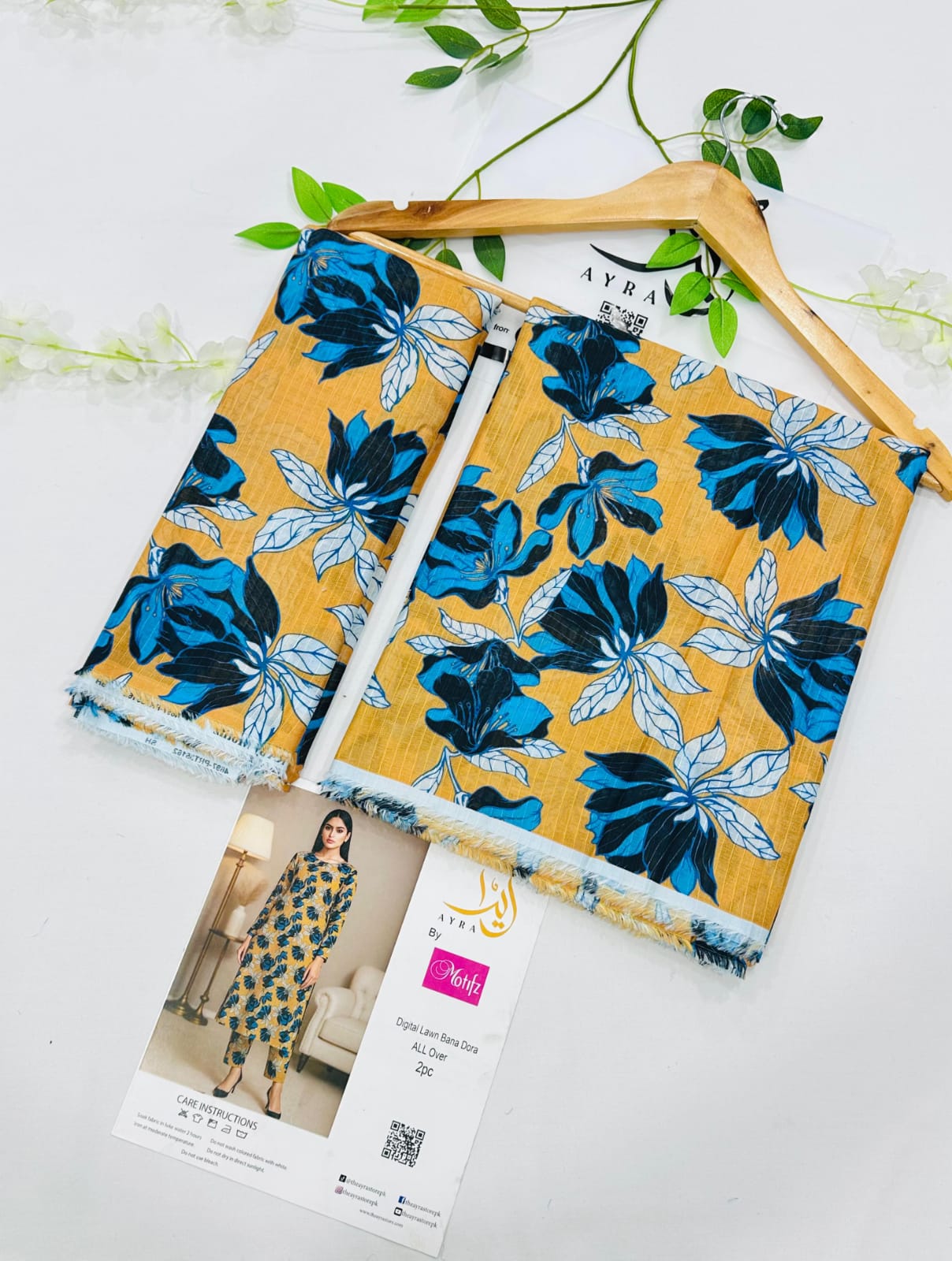 Ayra by Motifz 2PC Bana Dora Lawn Suit with Printed Trouser – Wholesale at Shahbaz Fabric Store