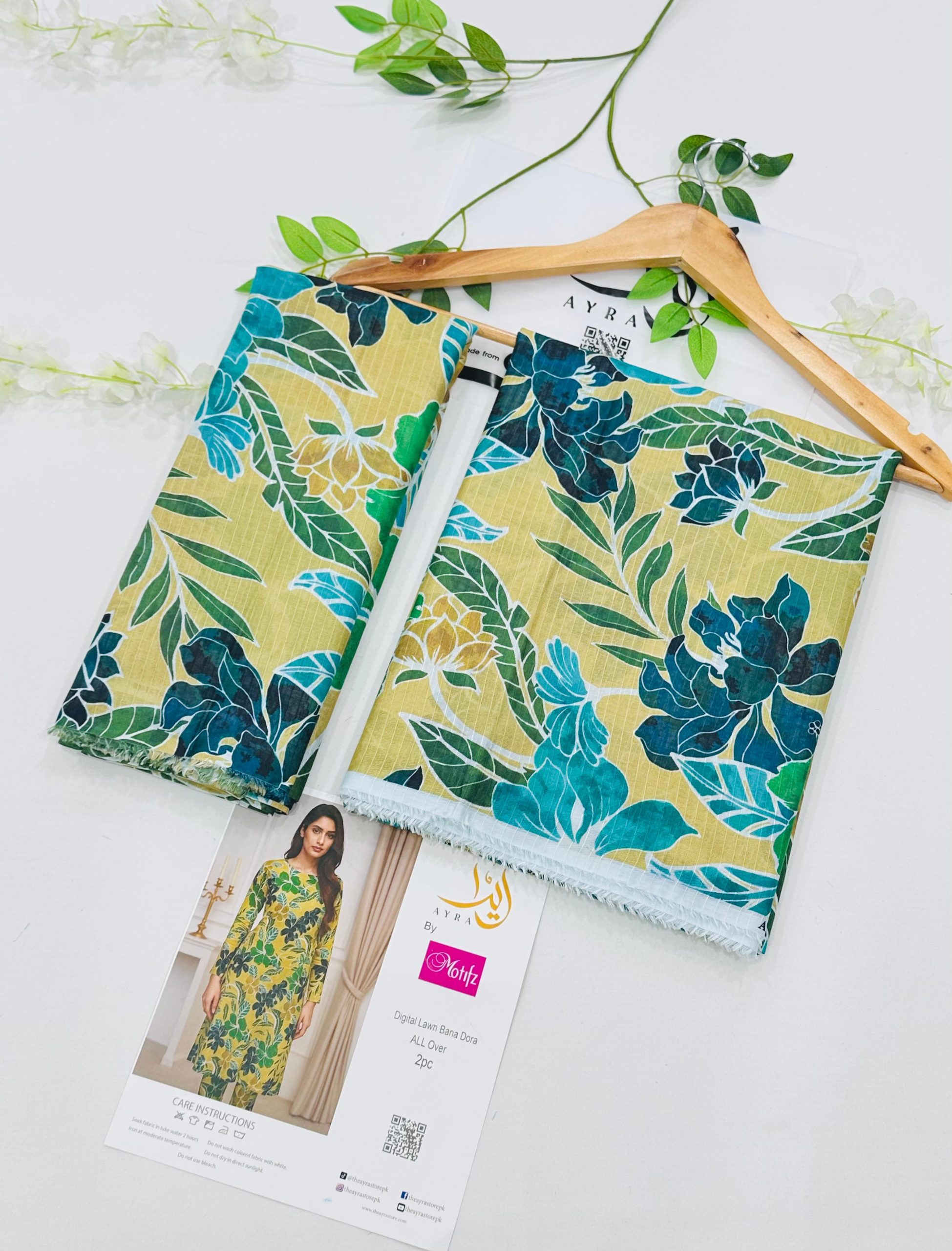 Ayra by Motifz 2PC Bana Dora Lawn Suit with Printed Trouser – Wholesale at Shahbaz Fabric Store