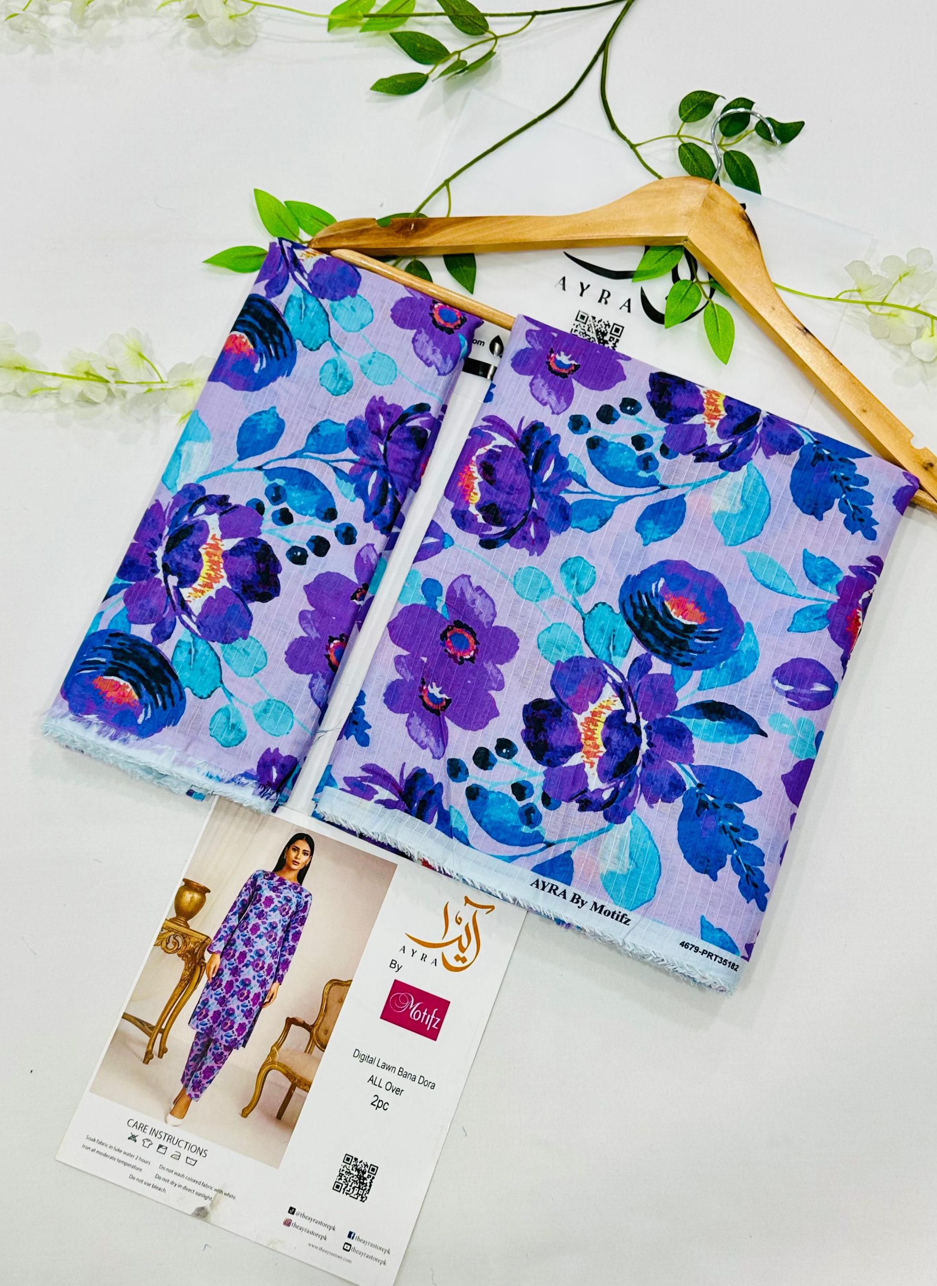 Ayra by Motifz 2PC Bana Dora Lawn Suit with Printed Trouser – Wholesale at Shahbaz Fabric Store