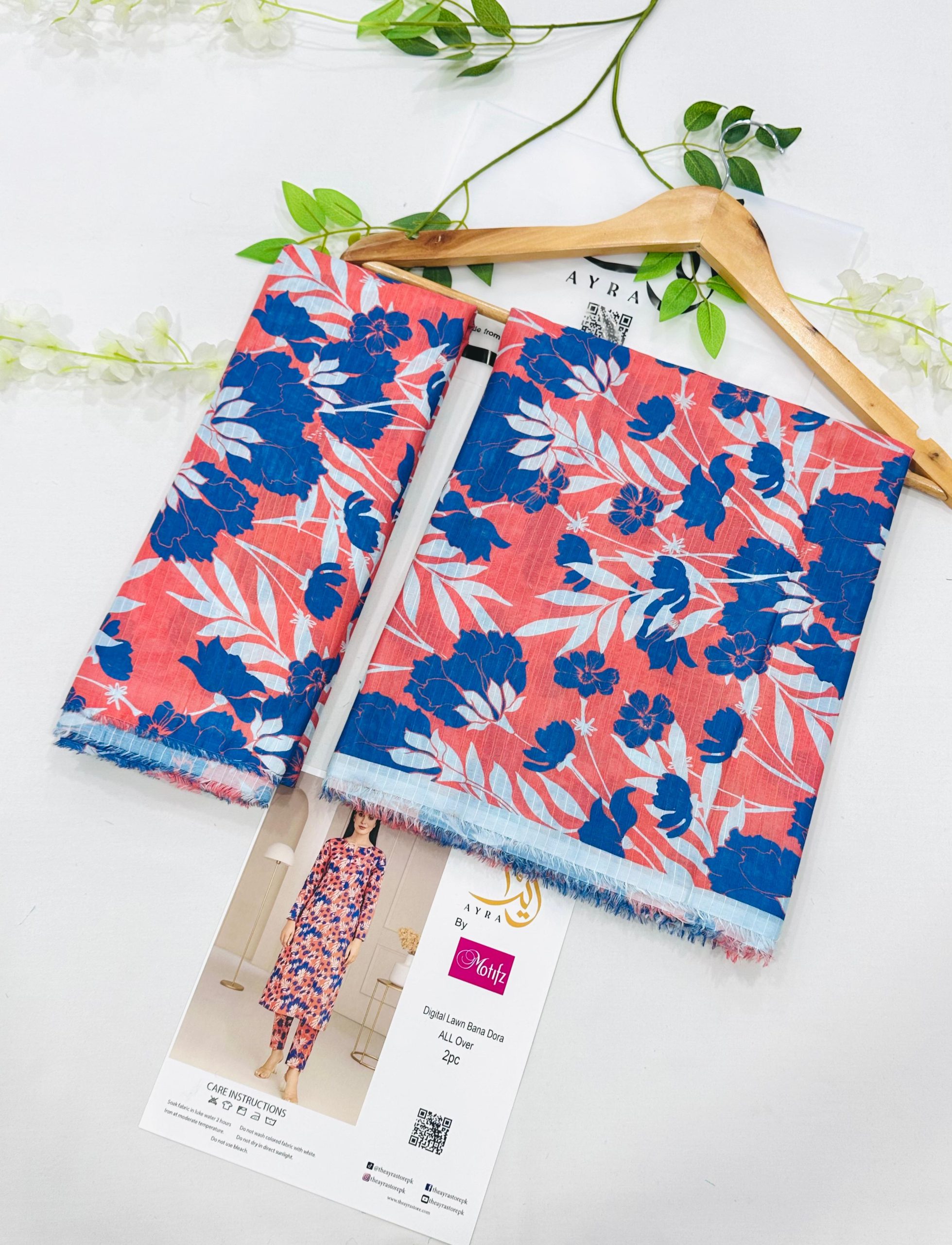 Ayra by Motifz 2PC Bana Dora Lawn Suit with Printed Trouser – Wholesale at Shahbaz Fabric Store