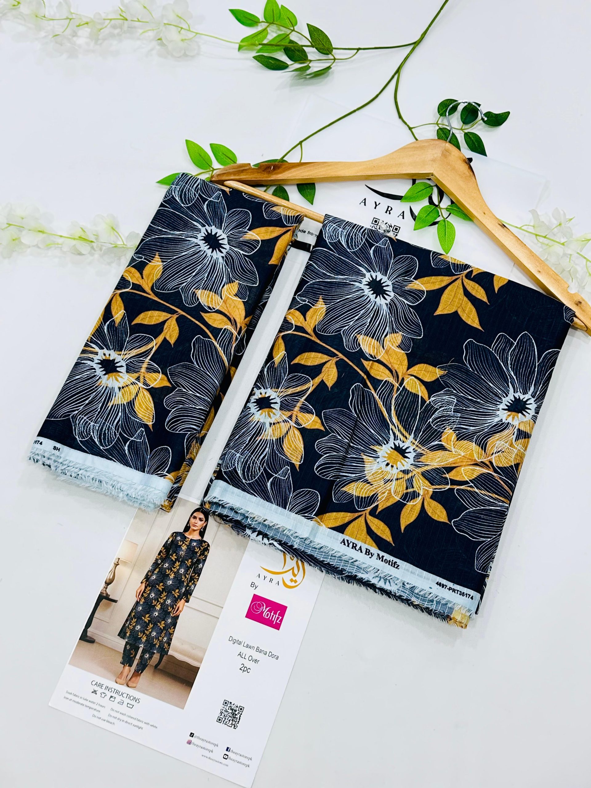 Ayra by Motifz 2PC Bana Dora Lawn Suit with Printed Trouser – Wholesale at Shahbaz Fabric Store