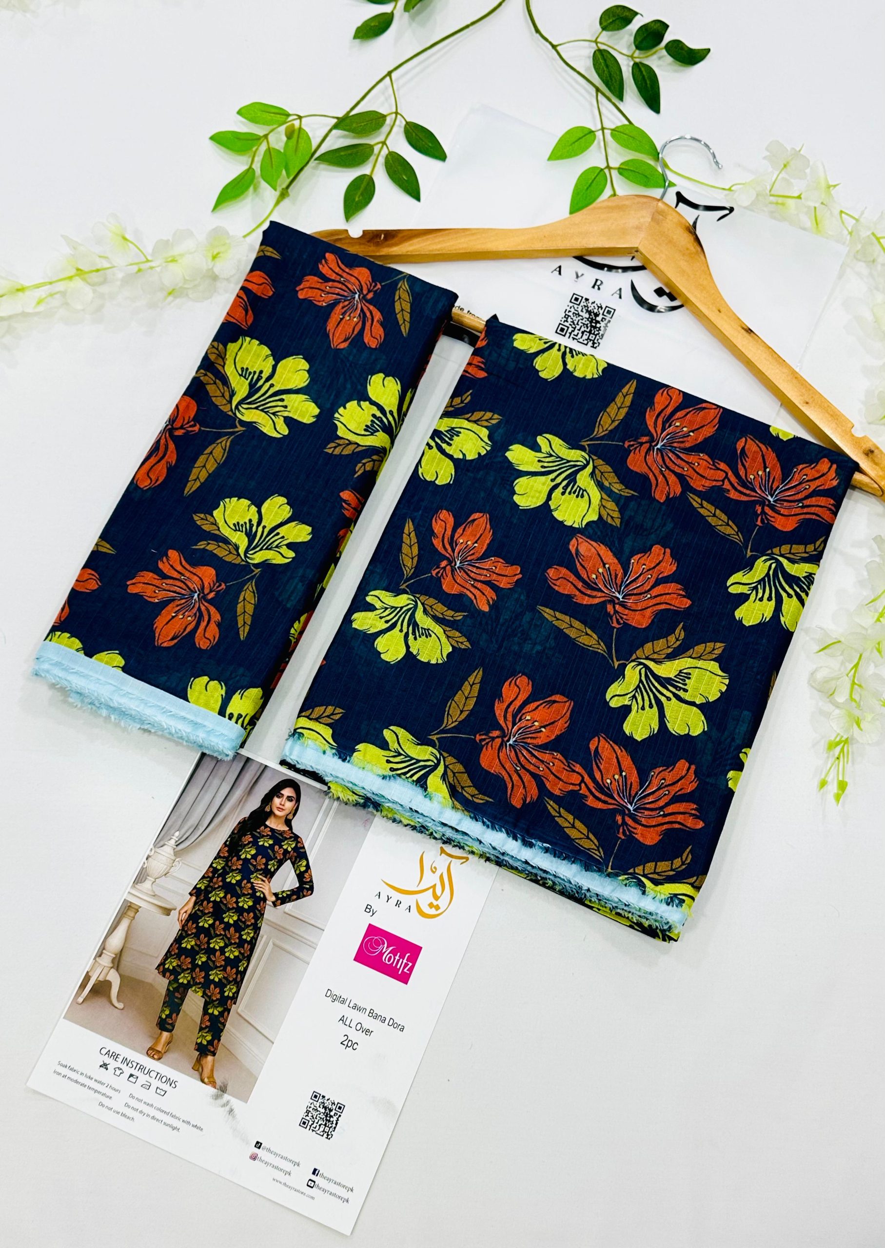 Ayra by Motifz 2PC Bana Dora Lawn Suit with Printed Trouser – Wholesale at Shahbaz Fabric Store