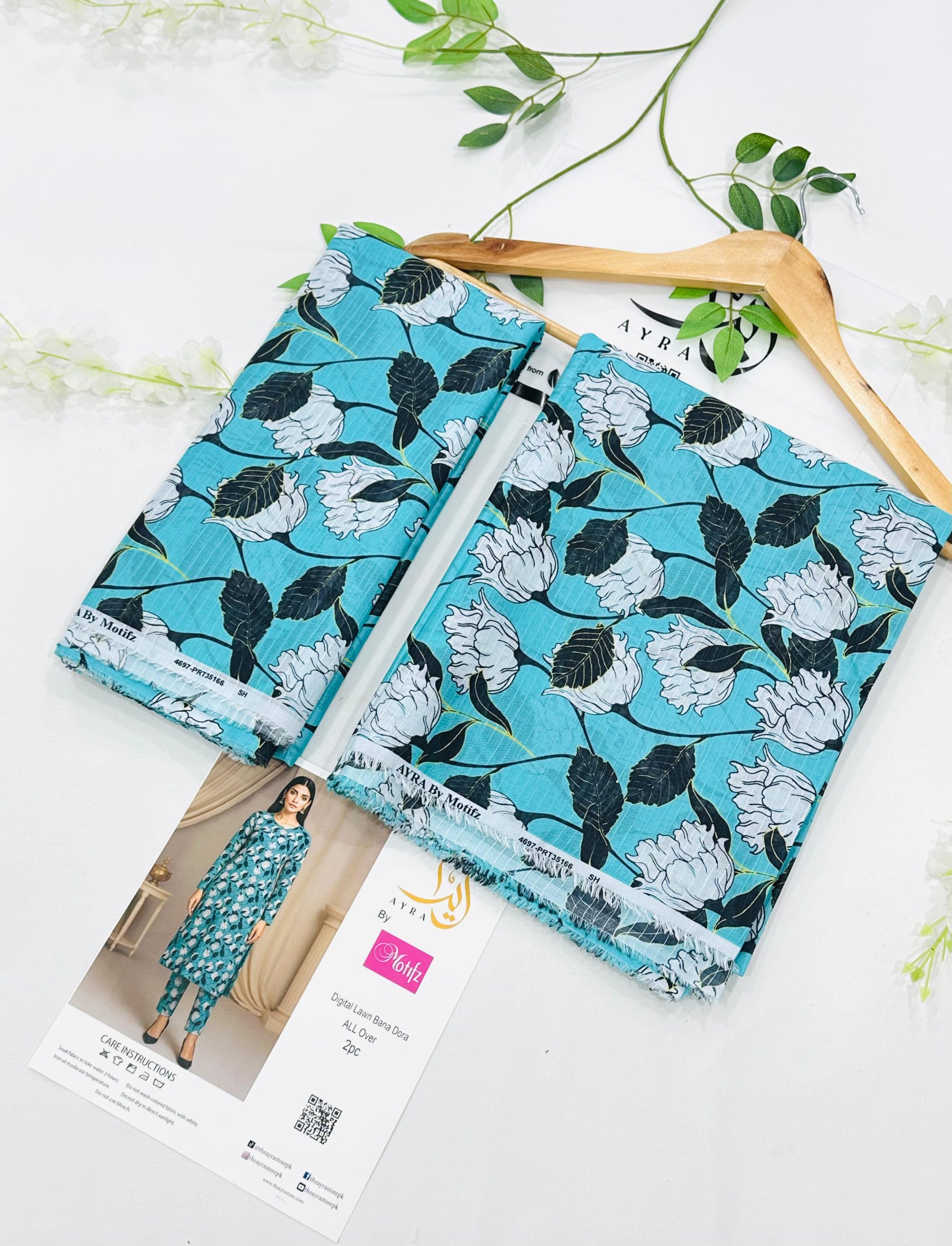 Ayra by Motifz 2PC Bana Dora Lawn Suit with Printed Trouser – Wholesale at Shahbaz Fabric Store