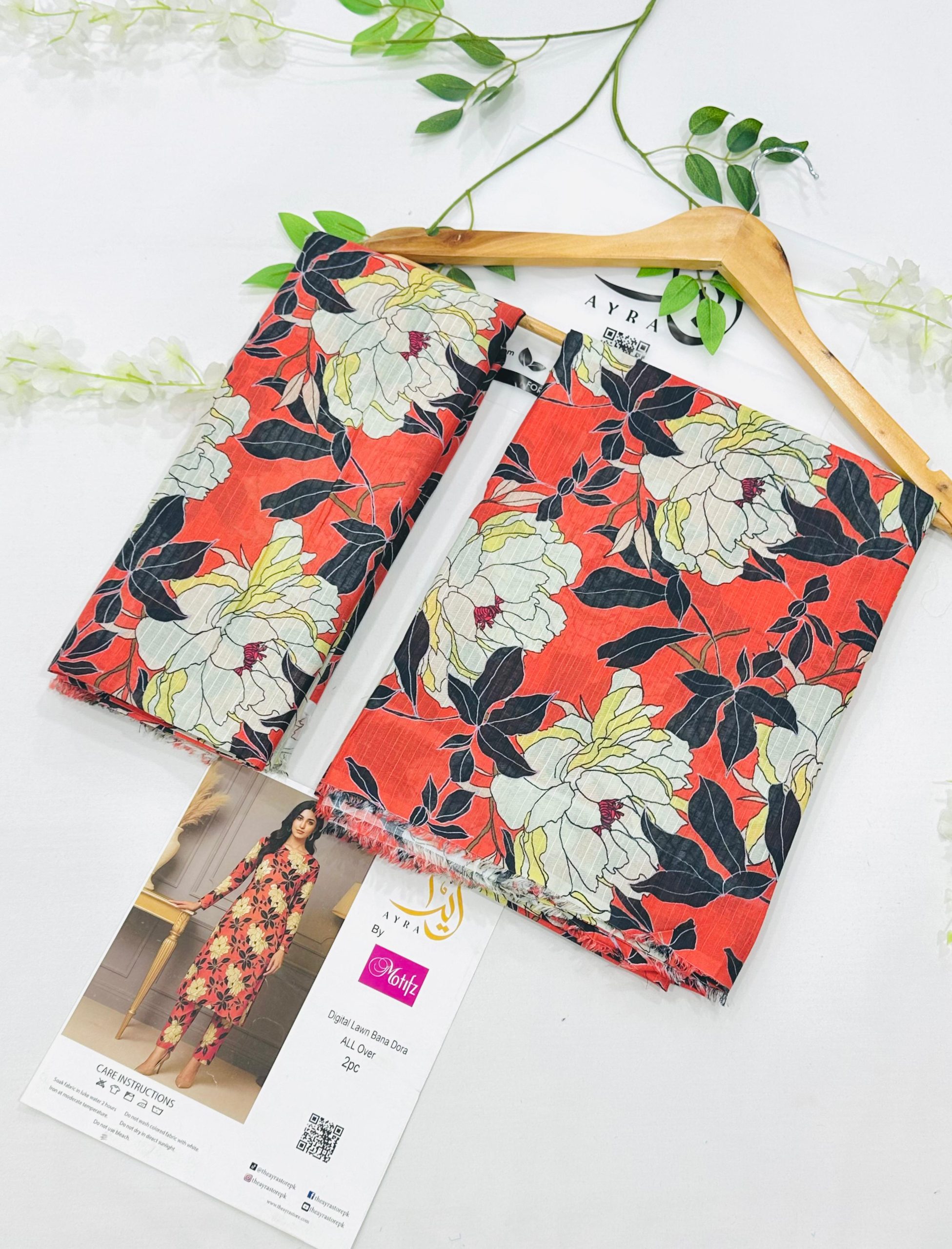 Ayra by Motifz 2PC Bana Dora Lawn Suit with Printed Trouser – Wholesale at Shahbaz Fabric Store
