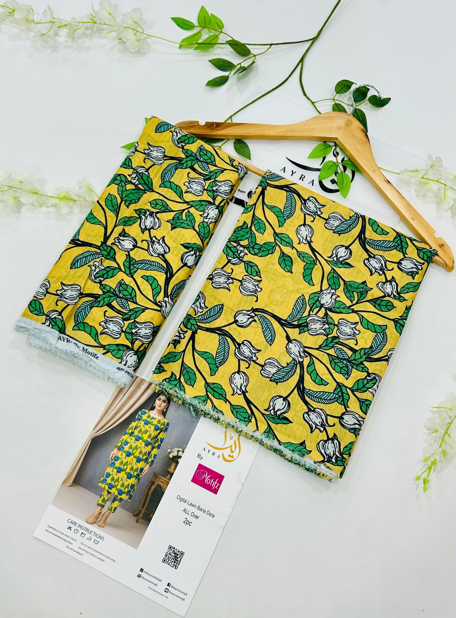 Ayra by Motifz 2PC Bana Dora Lawn Suit with Printed Trouser – Wholesale at Shahbaz Fabric Store