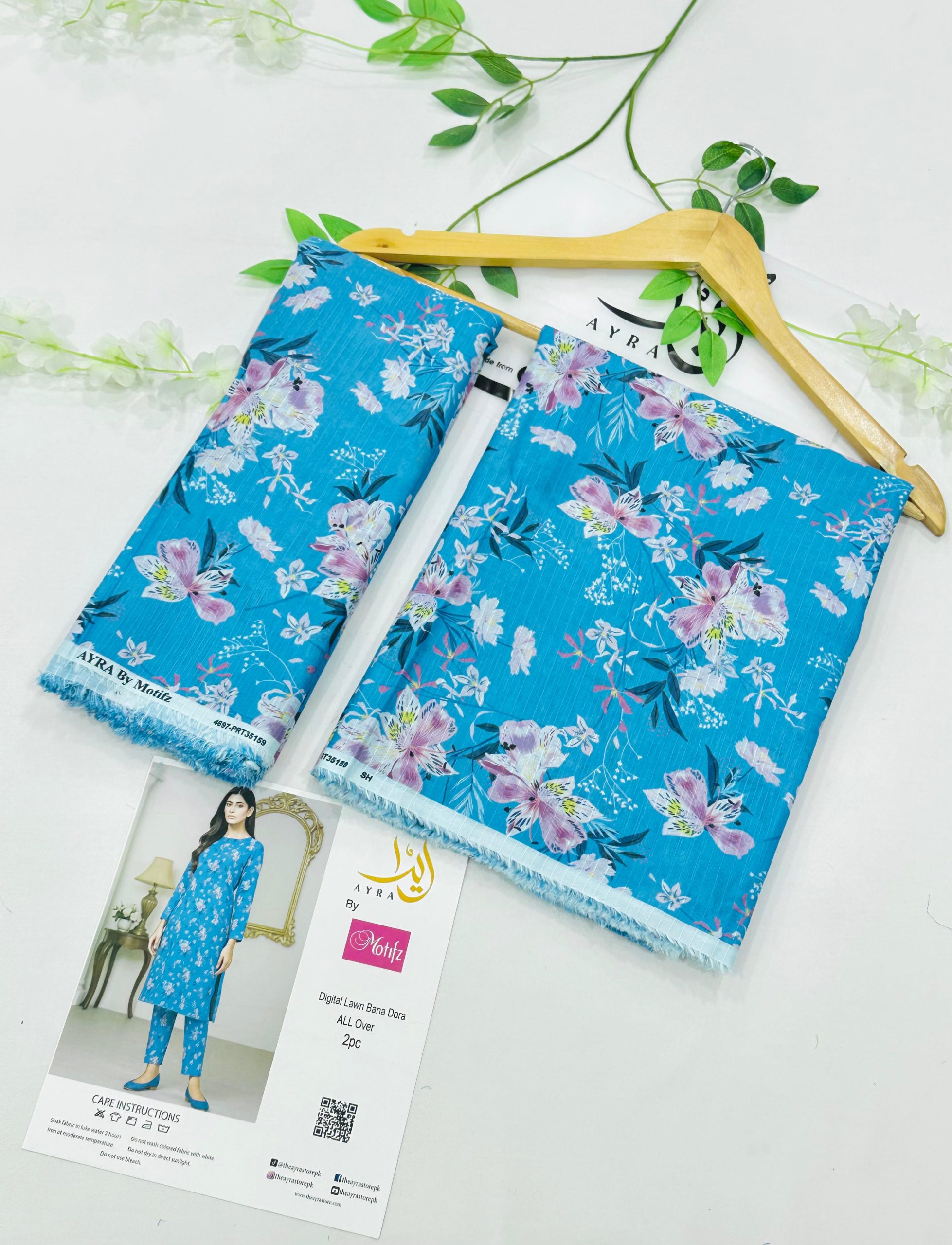 Ayra by Motifz 2PC Bana Dora Lawn Suit with Printed Trouser – Wholesale at Shahbaz Fabric Store