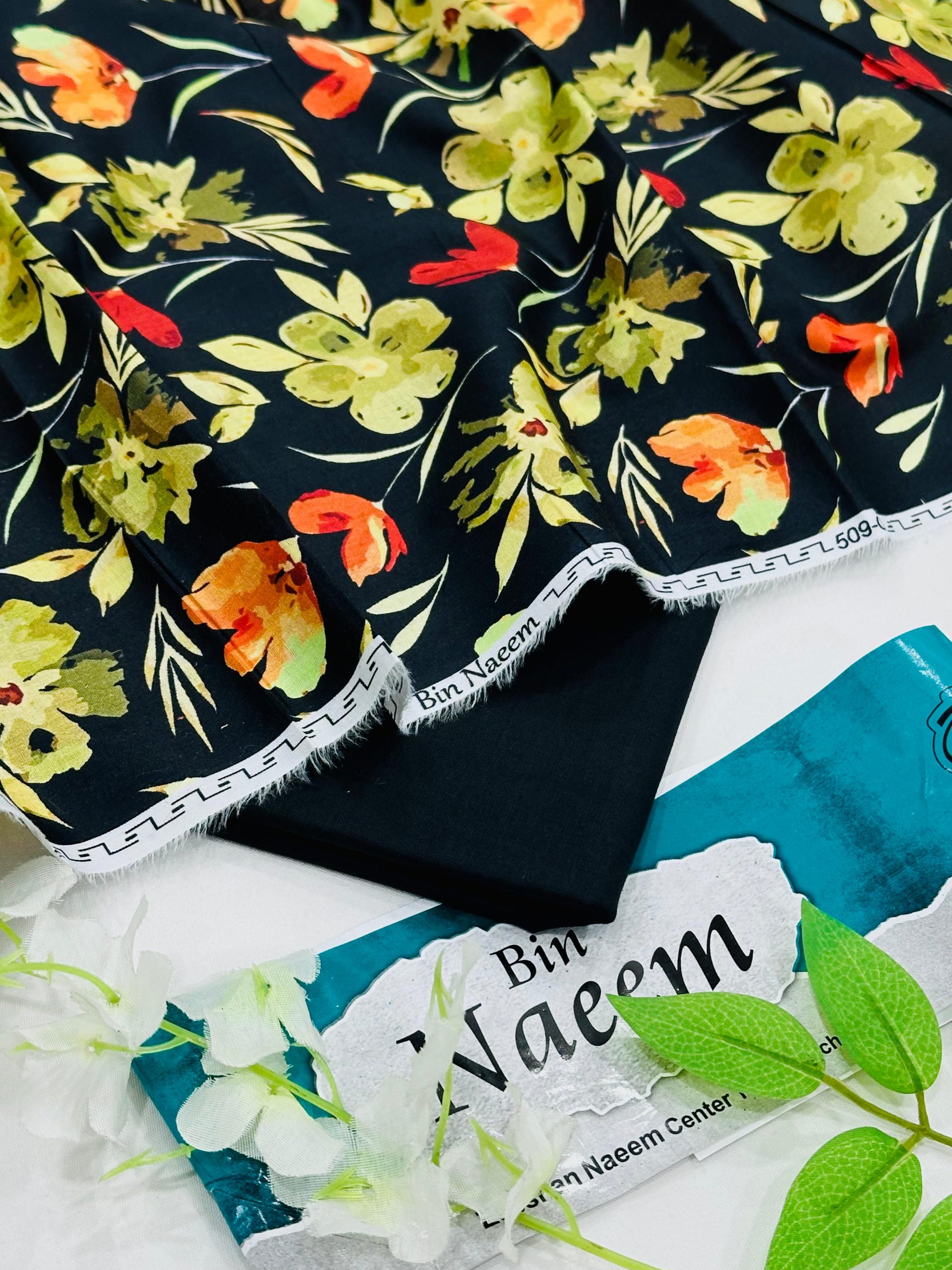 Bin Naeem Allover 2PC Lawn Suit with Digital Printed Shirt and Dyed Trouser – Unstitched Summer Collection Pakistan