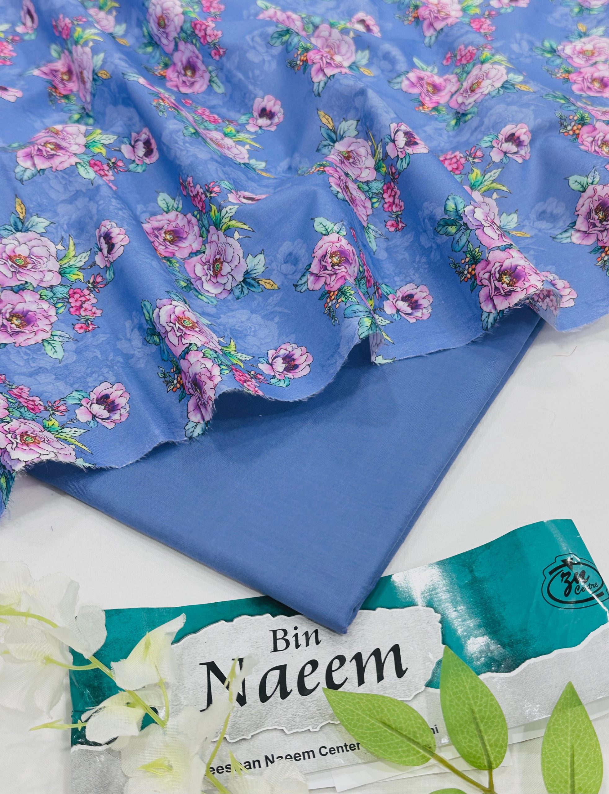 Bin Naeem Allover 2PC Lawn Suit with Digital Printed Shirt and Dyed Trouser – Unstitched Summer Collection Pakistan
