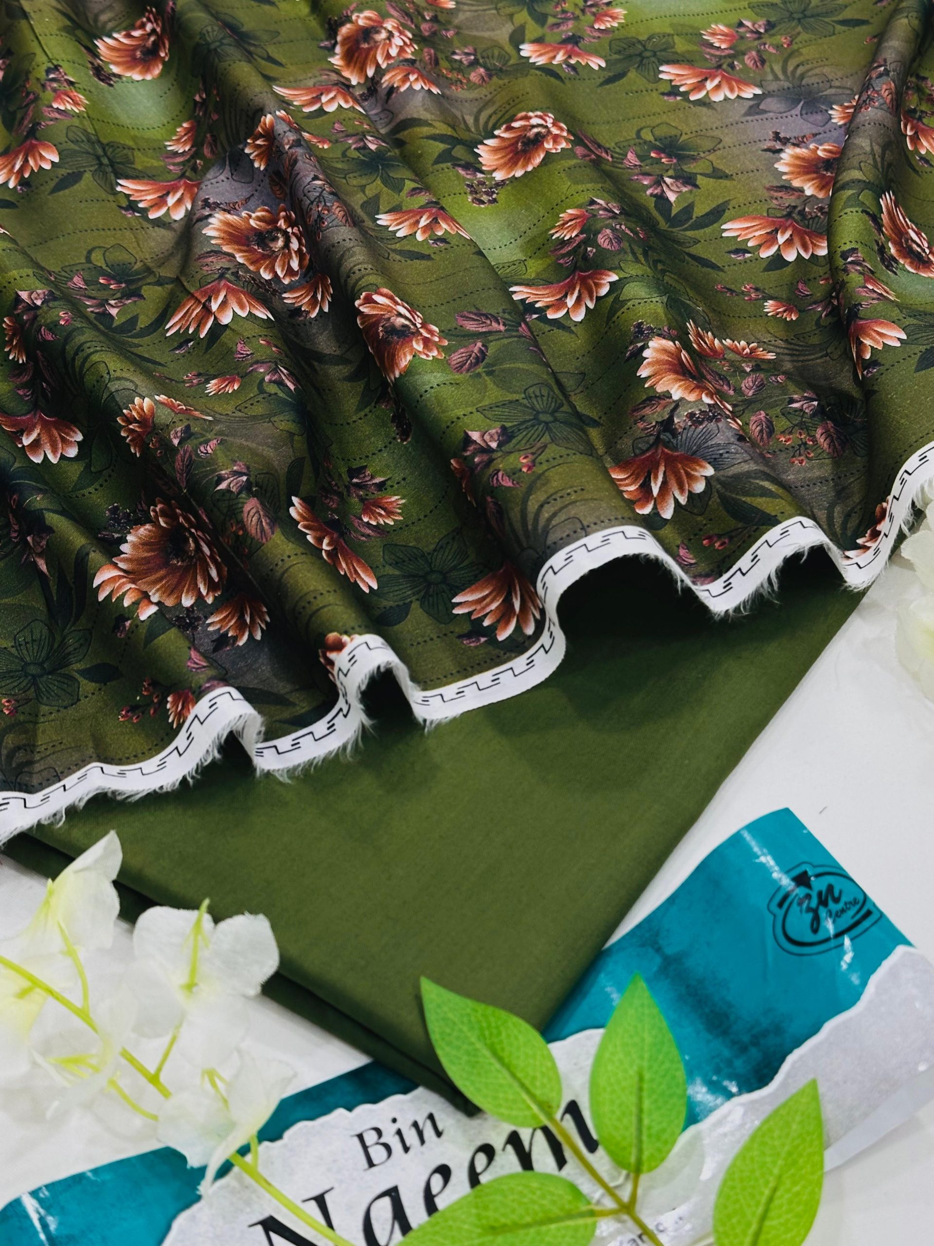 Bin Naeem Allover 2PC Lawn Suit with Digital Printed Shirt and Dyed Trouser – Unstitched Summer Collection Pakistan