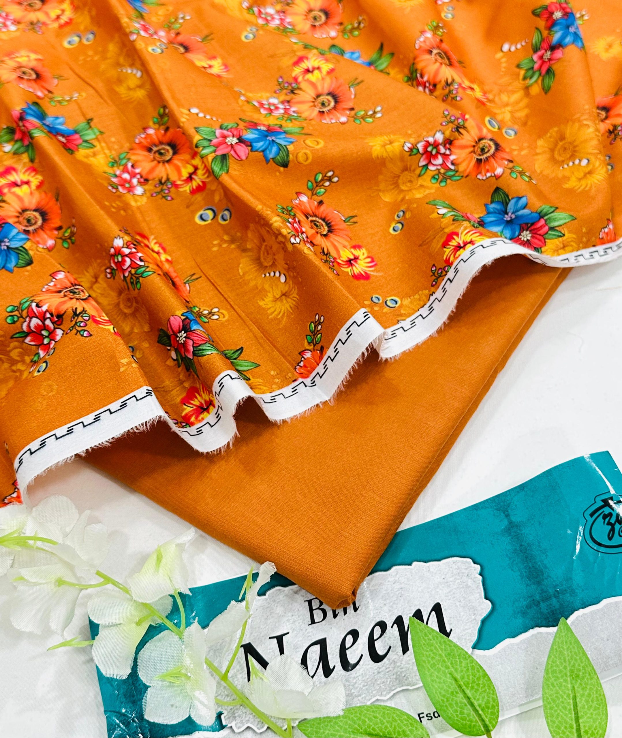 Bin Naeem Allover 2PC Lawn Suit with Digital Printed Shirt and Dyed Trouser – Unstitched Summer Collection Pakistan