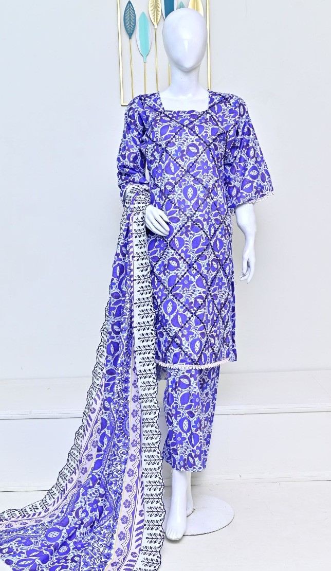 Sun Shine embroidered boring daman lawn suit with cutwork dupatta and plain trouser – wholesale collection Pakistan