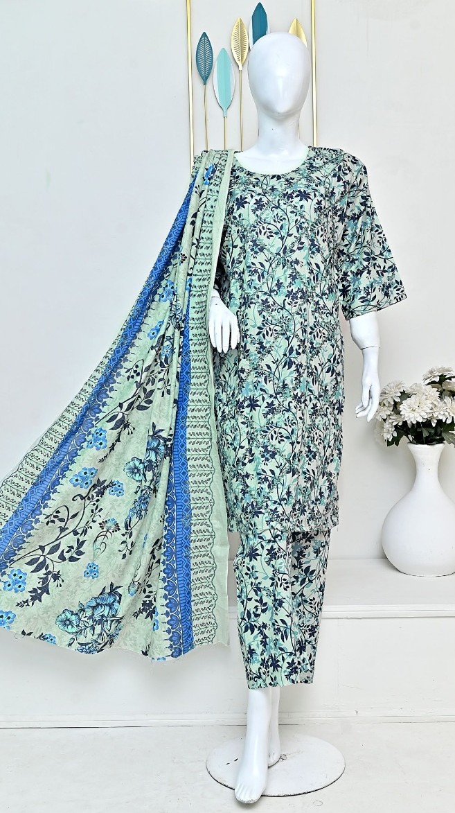 Sun Shine embroidered boring daman lawn suit with cutwork dupatta and plain trouser – wholesale collection Pakistan