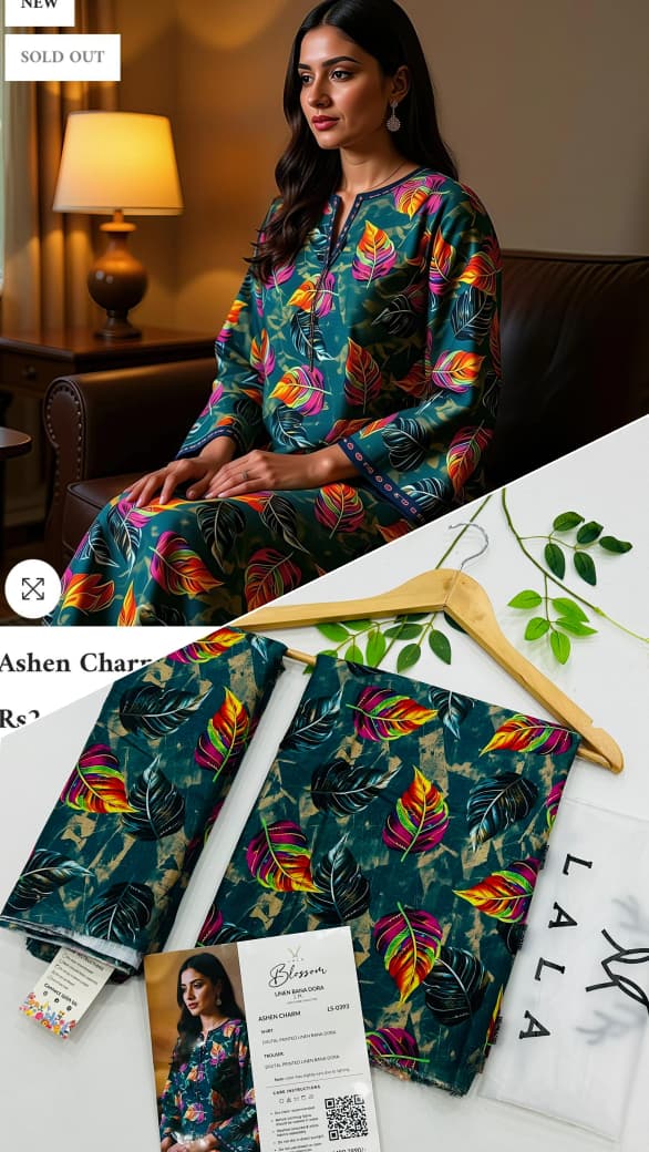 Blossom by Lala Linen Bana Dora 2PC Unstitched Suits – Wholesale Winter Collection at Shahbaz Fabric Store