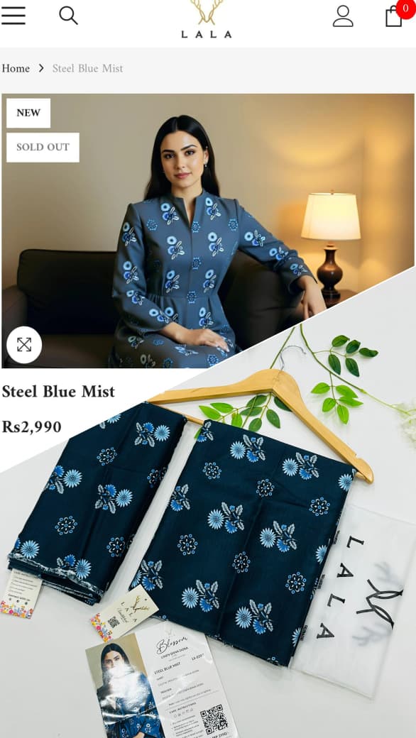 Blossom by Lala Linen Bana Dora 2PC Unstitched Suits – Wholesale Winter Collection at Shahbaz Fabric Store