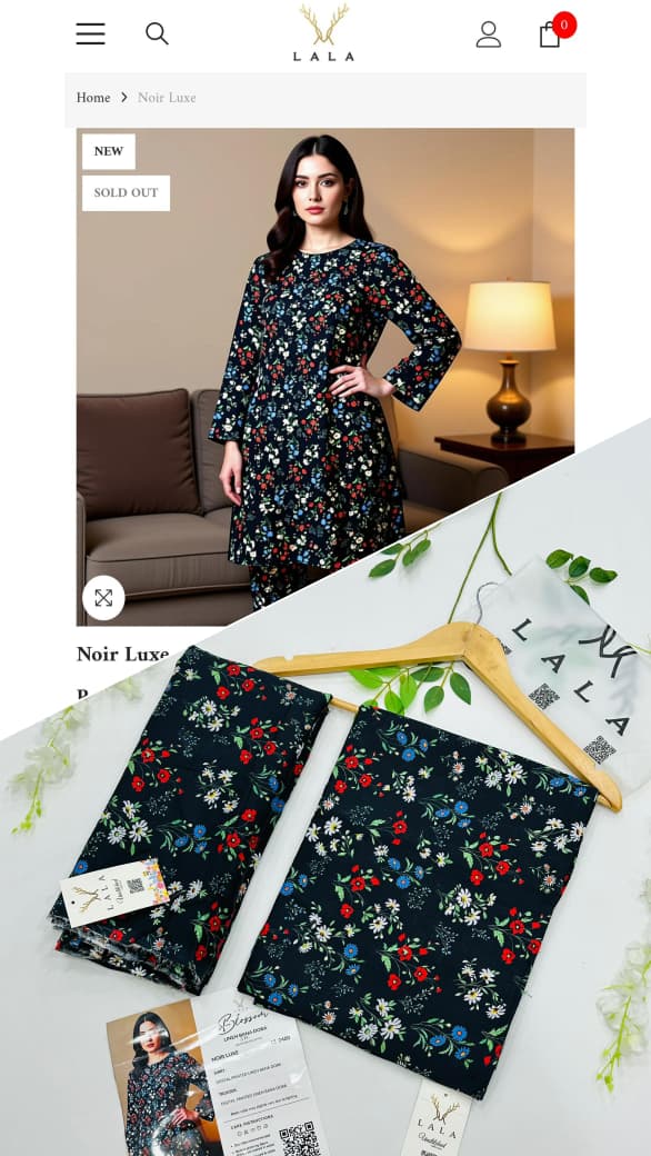 Blossom by Lala Linen Bana Dora 2PC Unstitched Suits – Wholesale Winter Collection at Shahbaz Fabric Store