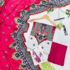 Gul Ahmed linen 3-piece unstitched suit with printed linen shirt, plain trouser and matching printed dupatta.