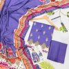 Gul Ahmed linen 3-piece unstitched suit with printed linen shirt, plain trouser and matching printed dupatta.