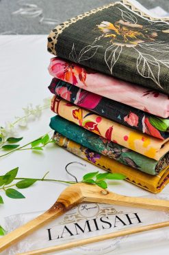 Cheery Khaddar Chamki Shawl 3PC Unstitched Winter Suit with embroidered khaddar shirt, plain trouser, and matching shawl