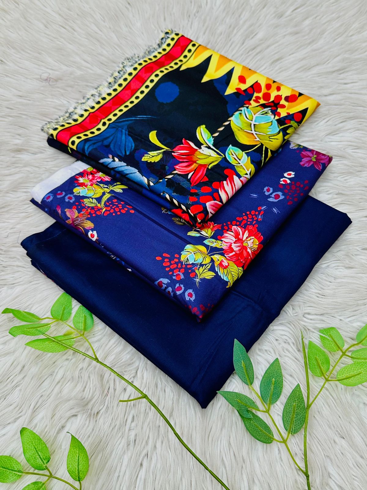 Bin Riaz Linen 3-piece unstitched suit with printed linen shirt, plain trouser, and matching dupatta for winter collection.