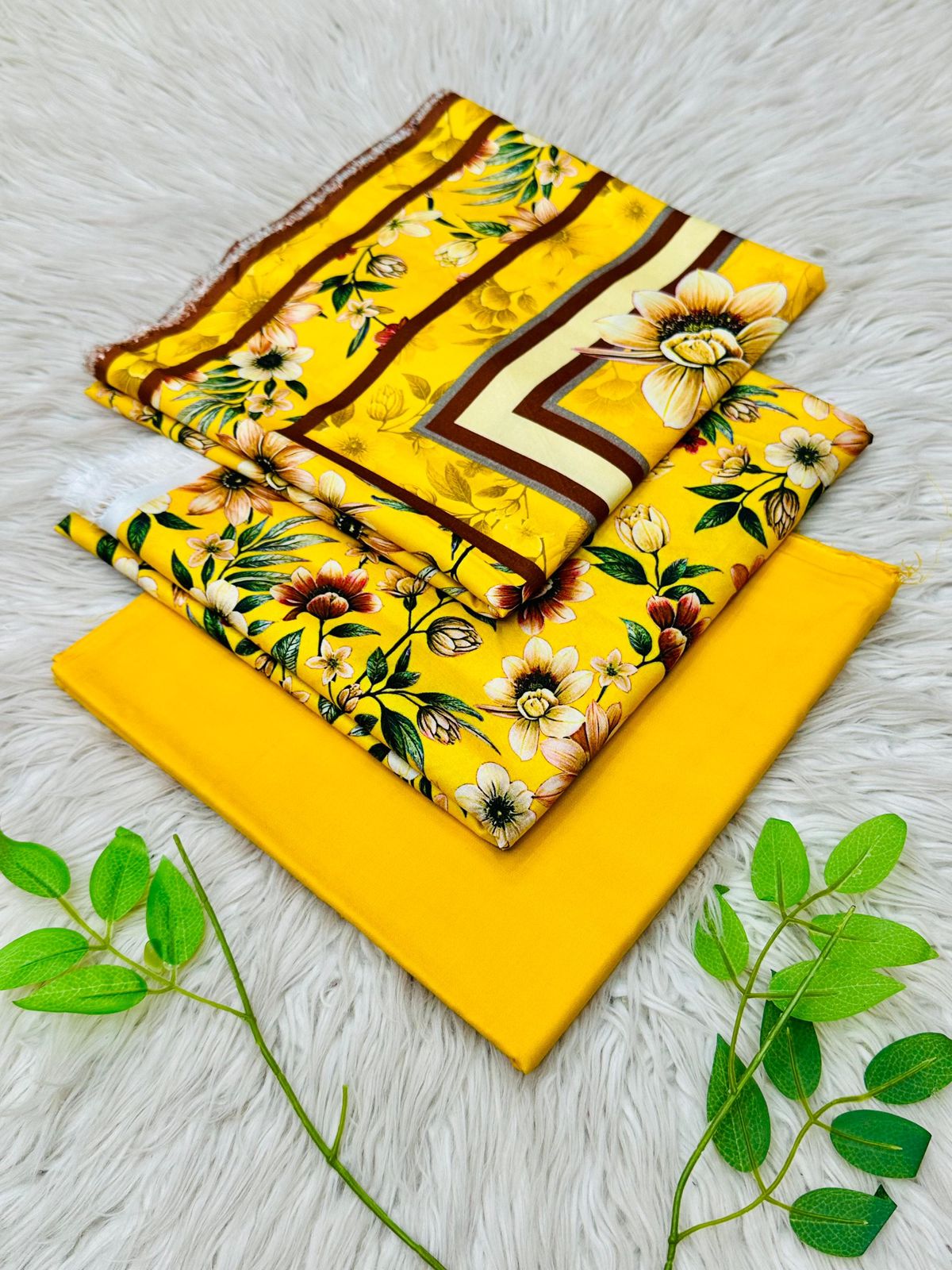 Bin Riaz Linen 3-piece unstitched suit with printed linen shirt, plain trouser, and matching dupatta for winter collection.