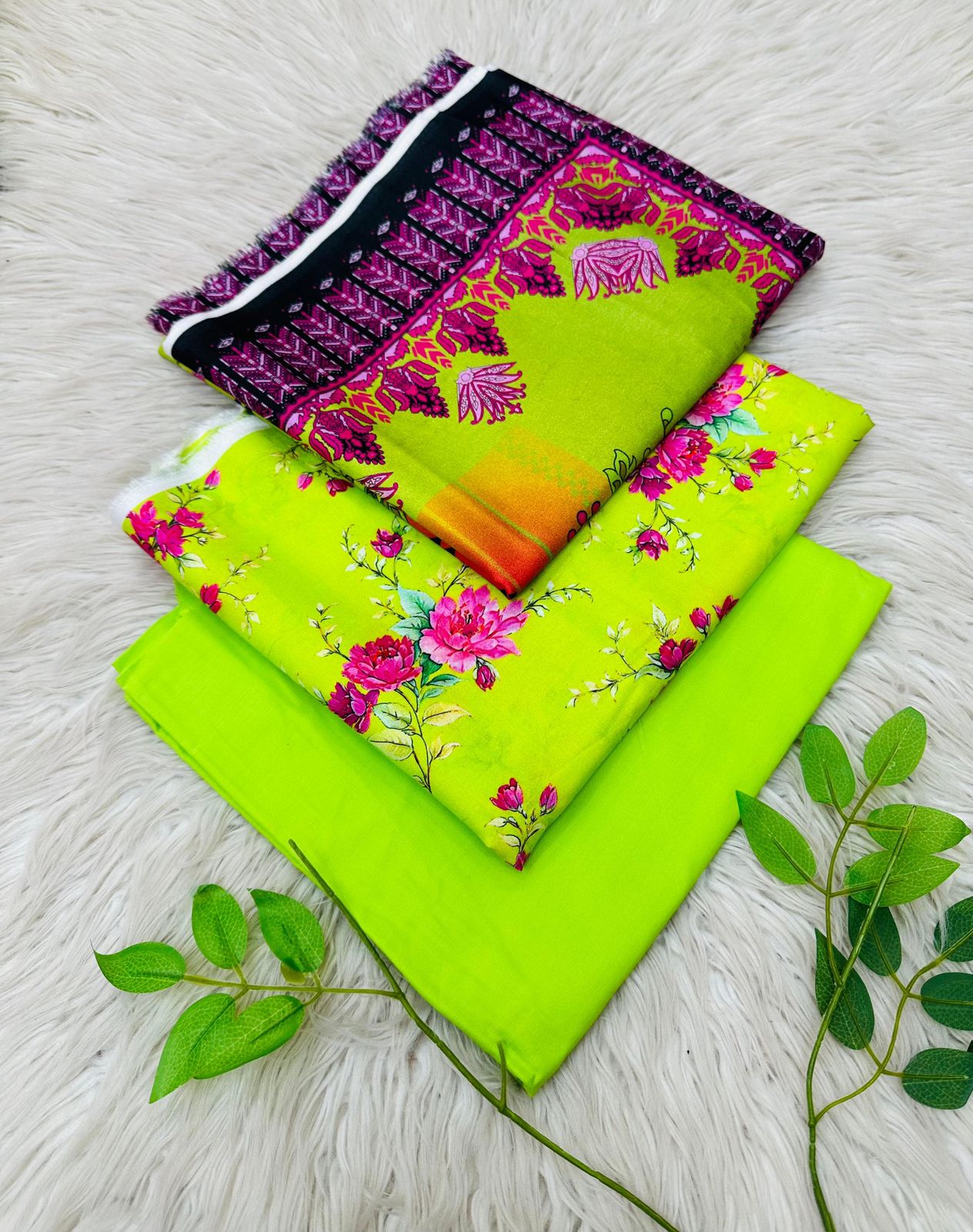 Bin Riaz Linen 3-piece unstitched suit with printed linen shirt, plain trouser, and matching dupatta for winter collection.