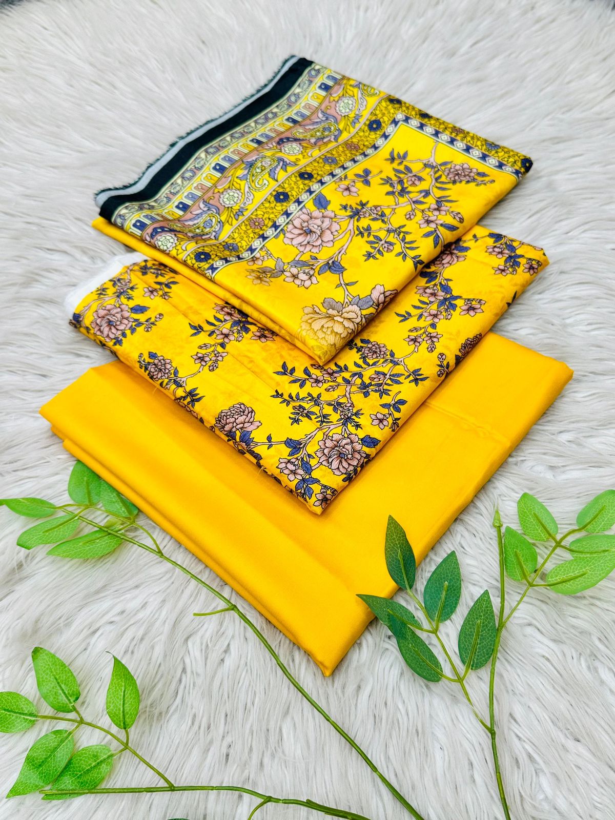 Bin Riaz Linen 3-piece unstitched suit with printed linen shirt, plain trouser, and matching dupatta for winter collection.